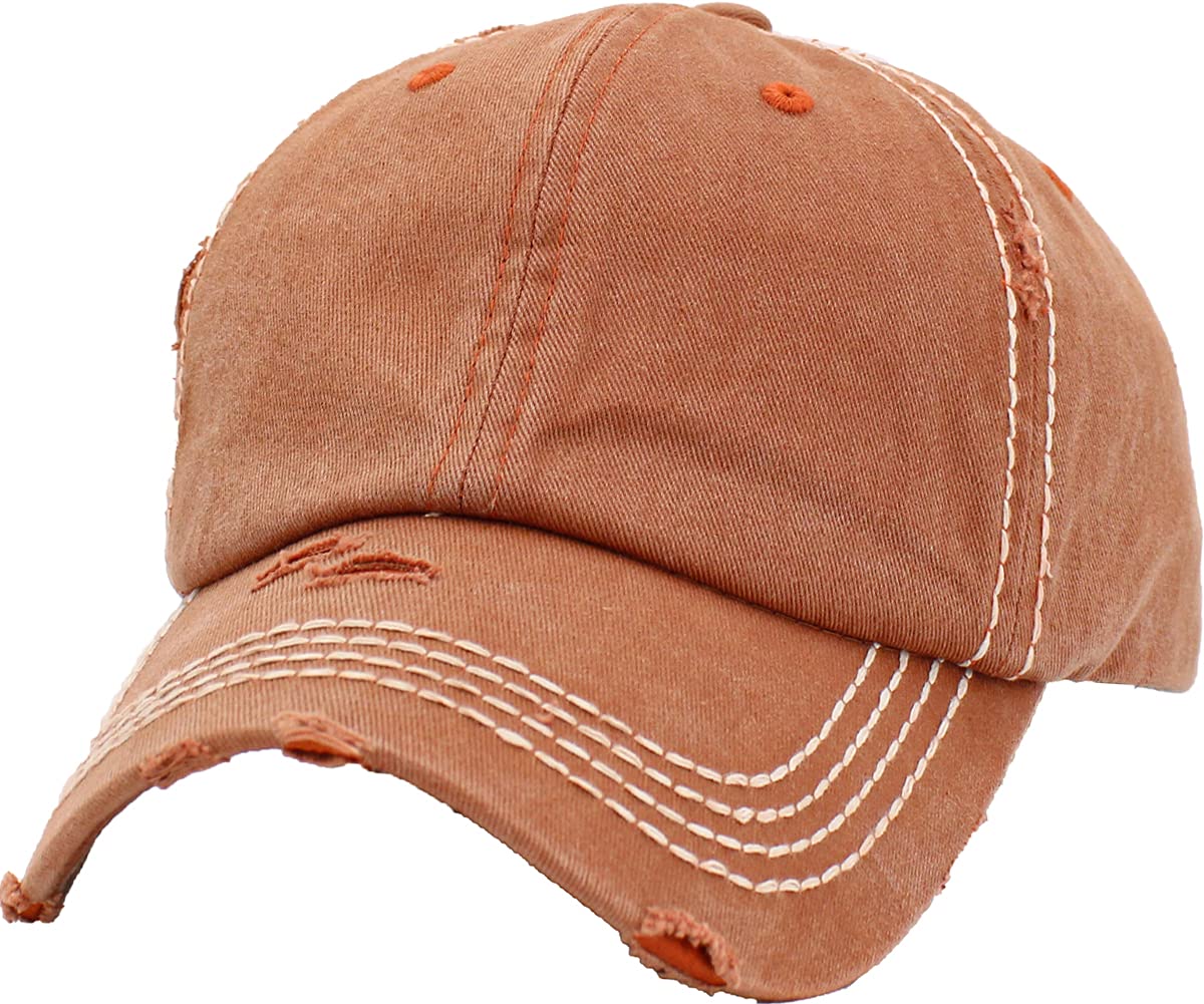 KBETHOS Vintage Washed Distressed Cotton Dad Hat Baseball Cap Adjustable Polo Trucker Unisex Style Headwear