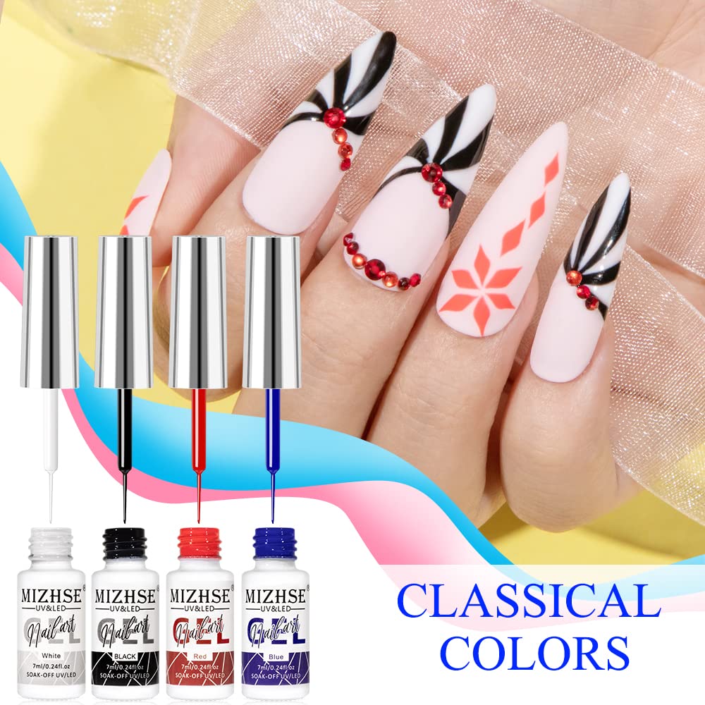 Amazon.com: MIZHSE Gel Liner Nail Art Gel Paint Spider Line 7ml, Drawing  Painting Swirl French Nail Design Black White Blue Red Manicure Set for Nail  Art : Everything Else