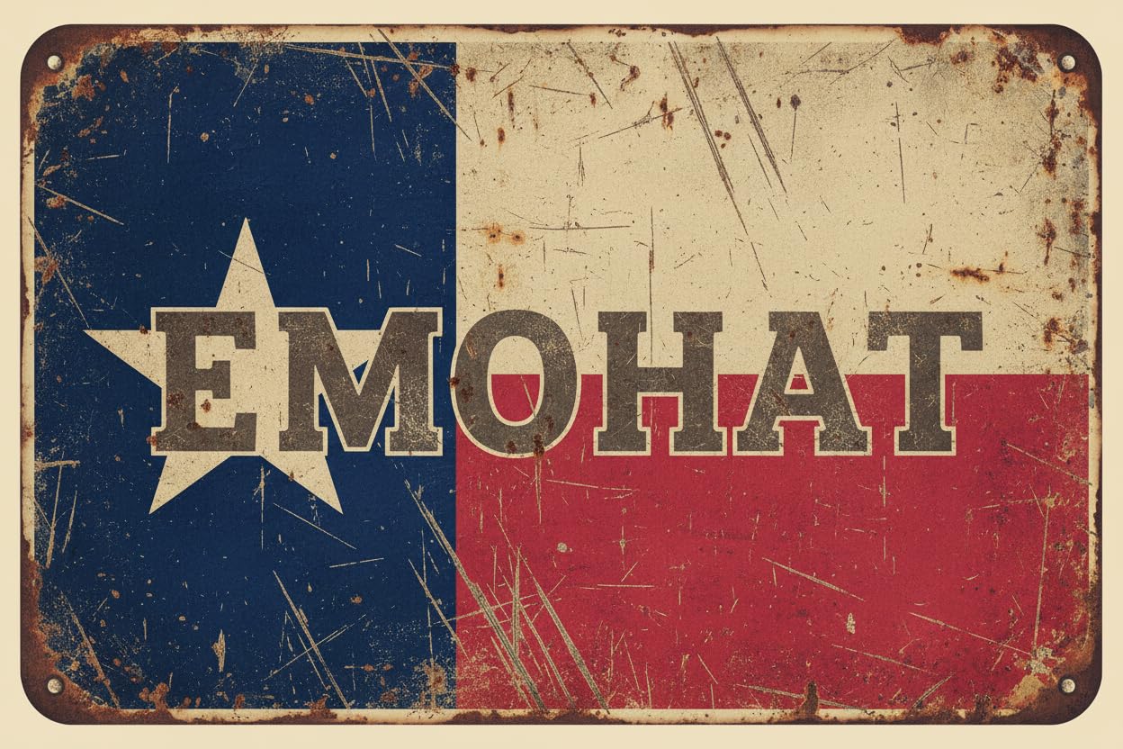 Texas State Flag Patriotic Tin Sign, 8x12 Inch Decor