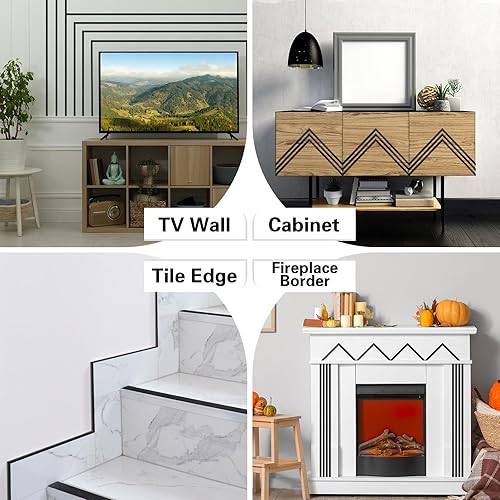 Miniatura 2 de JSIWOTH Moldura para despegar y pegar de 9.8 pies, color negro mate, impermeable, para paredes, bordes, marcos de ventanas, azulejos de