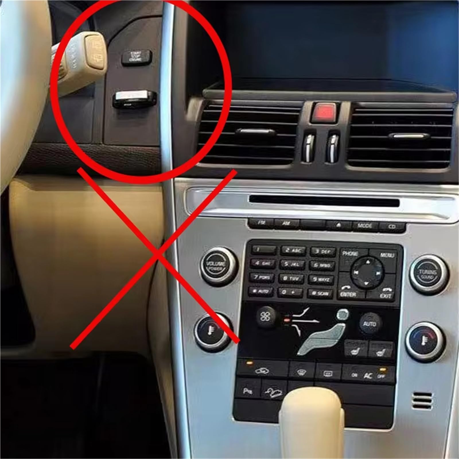 bouton voiture réparation sticker Compatible Avec Volvo XC60 2014 2015 2016 2017 Garniture De Cadre De Panneau De Serrure De Console Centrale Pour Véhicule À Conduite À Gauche