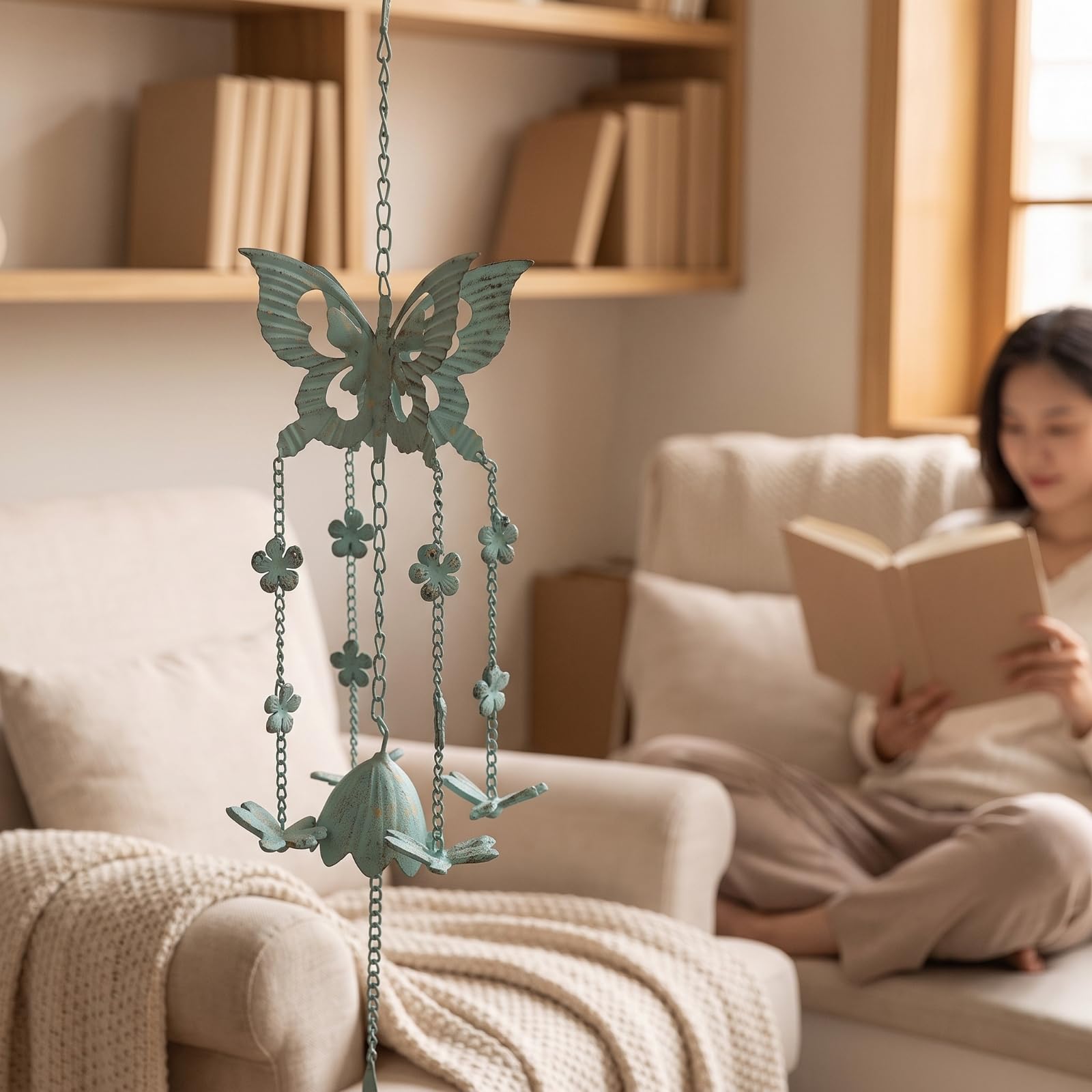 Carillon à Vent avec Papillon, Bleu