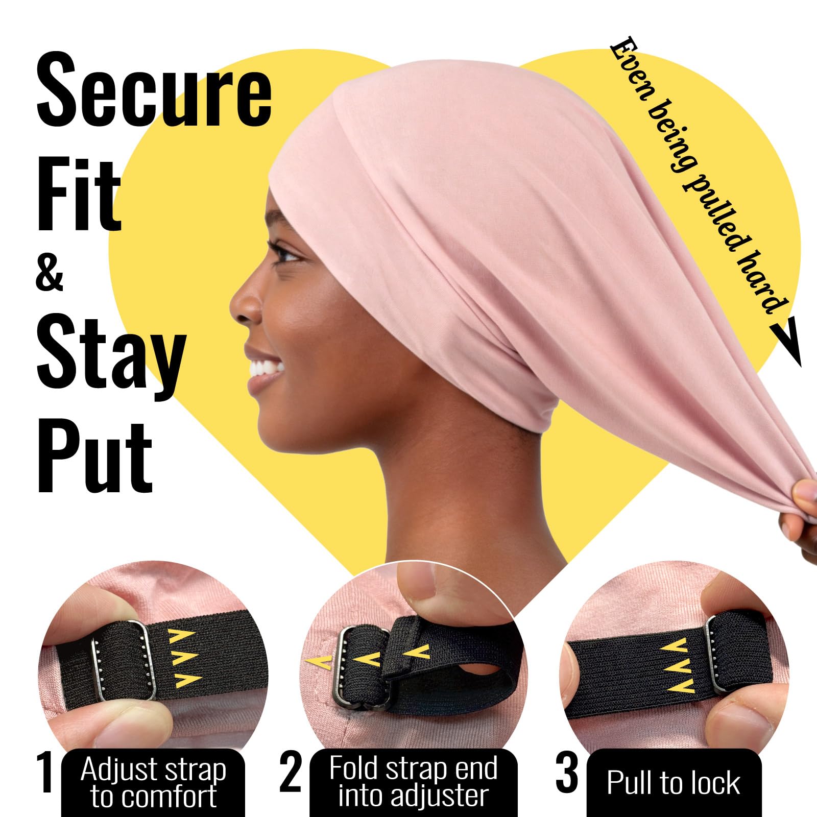 Gorro de dormir con forro de satén para cabello rizado y trenzas, envoltura de cabello toda la noche con correa ajustable para mujeres y hombres, blanco, paquete de 1