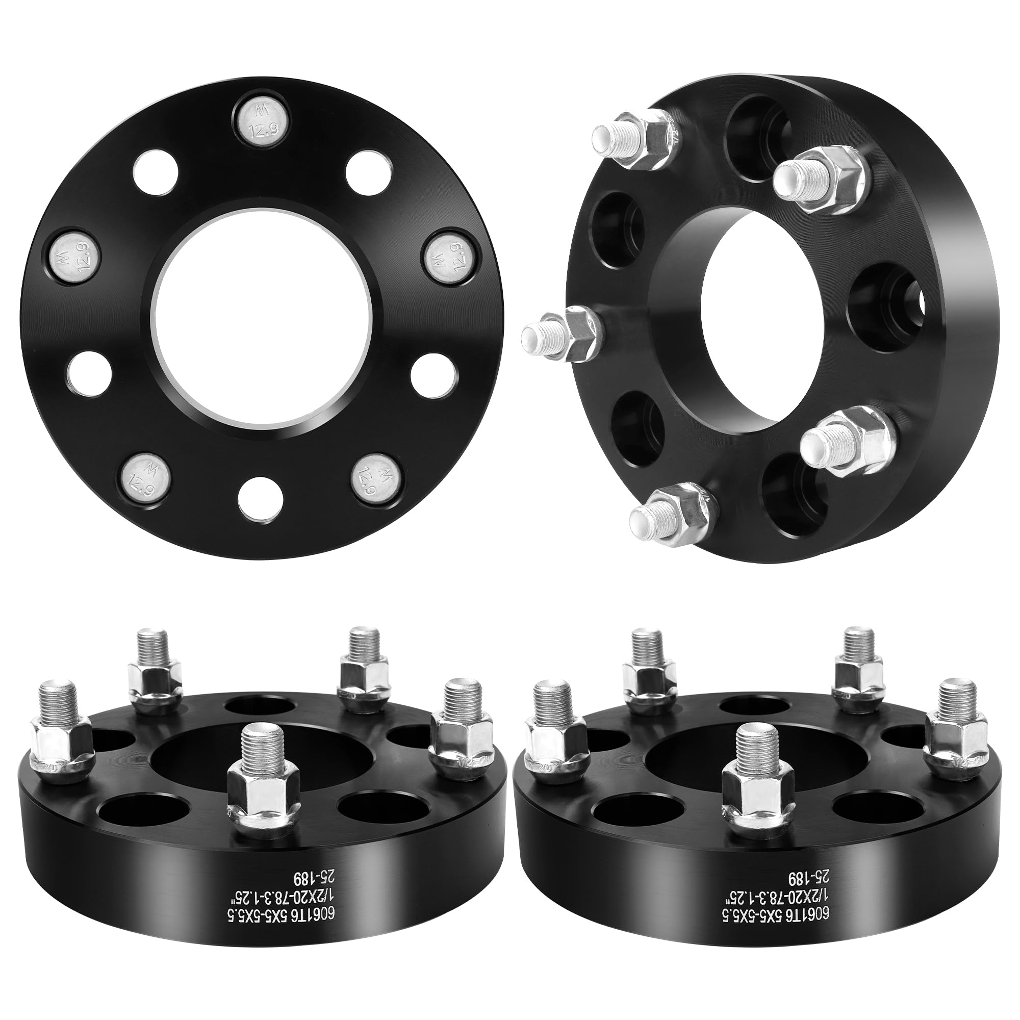 5x5 to 5x5.5 Wheel Adapters for Wrangler Commander Grand Cherokee Journey, 1.25 inch 5x127 to 5x139.7 Wheel Spacers 78.3mm Center Bore 1/2 Studs