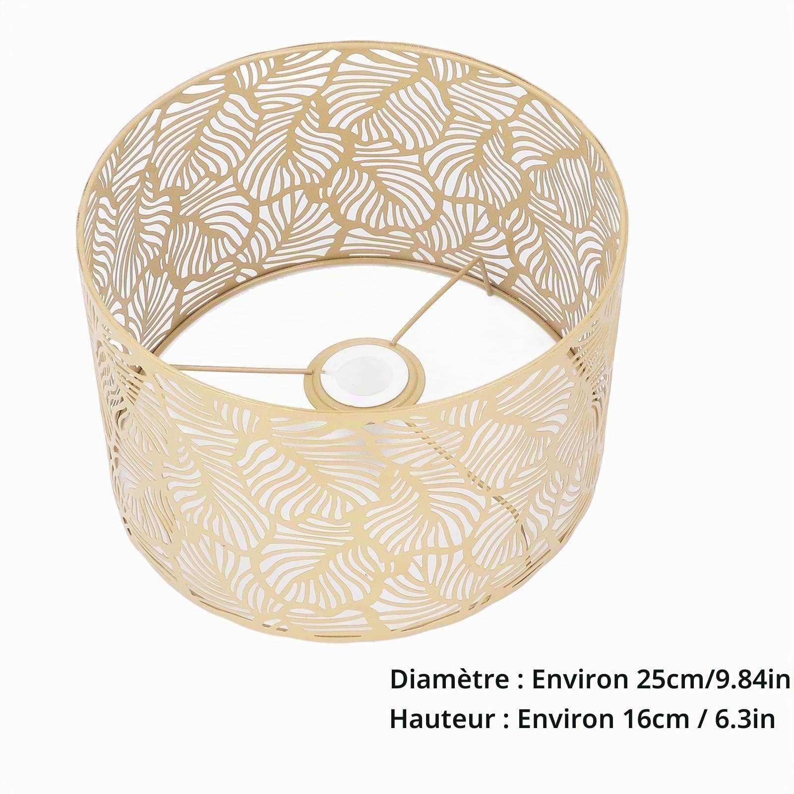 Abat-jour, abat-jour creux sculpté en métal, couverture d'abat-jour décorative, style moderne et simple, décoration de la maison pour ampoules E14 E27 25x16cm / 9.84x6.3in(Or)