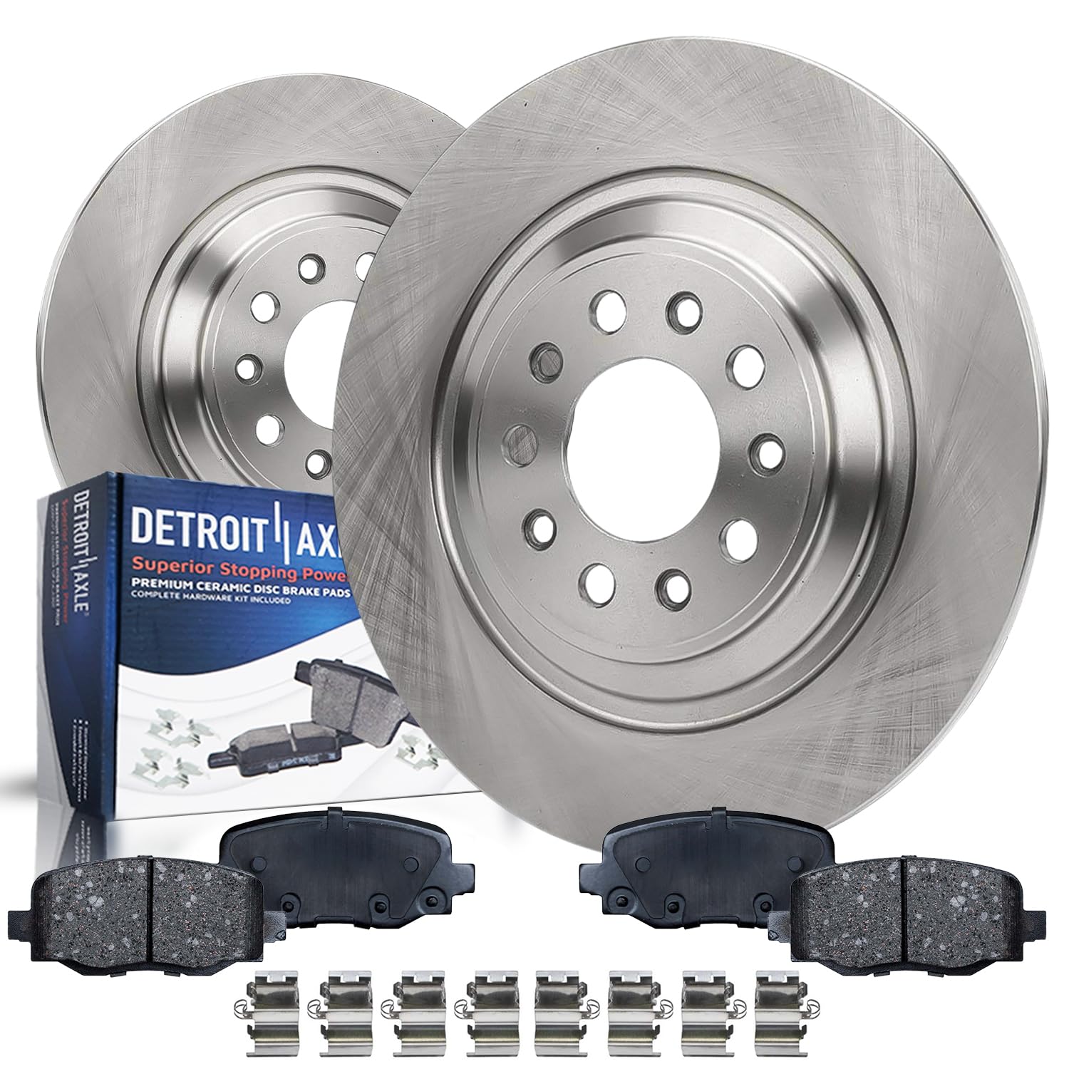 Detroit Axle Complete Brake Kit For Jeep Compass/Renegade - Drilled & Slotted Rotors With Ceramic Pads