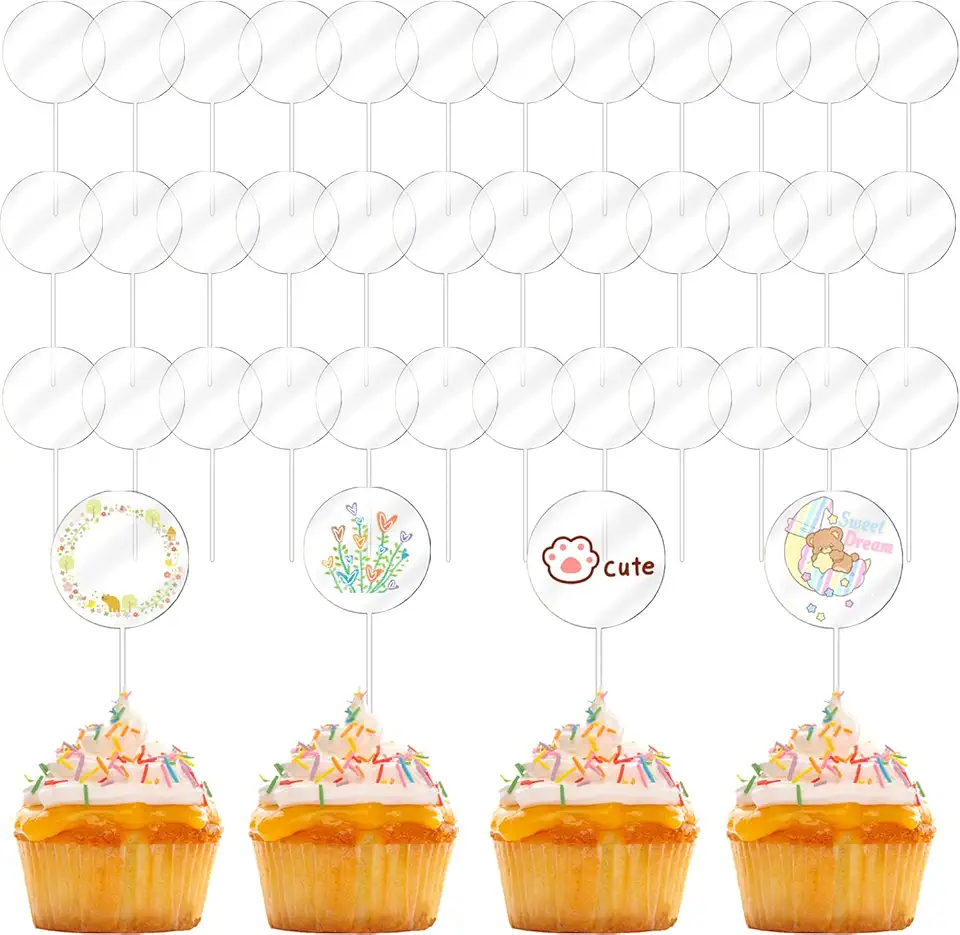 36 Pieces 2 Inch Round Acrylic Cake Toppers,...