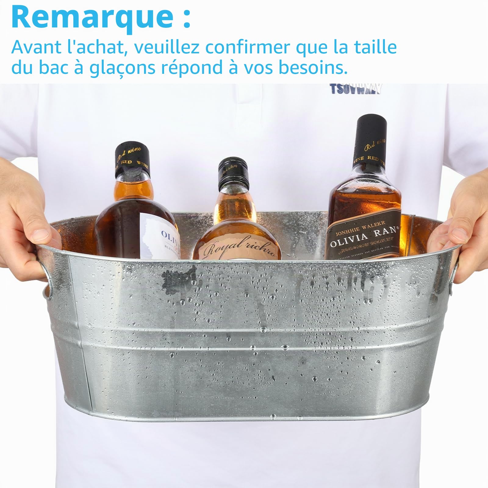 Lot de 4 grands seaux galvanisés en métal cuillères pour champagne et cocktails refroidissement de boissons pour fournitures de bar