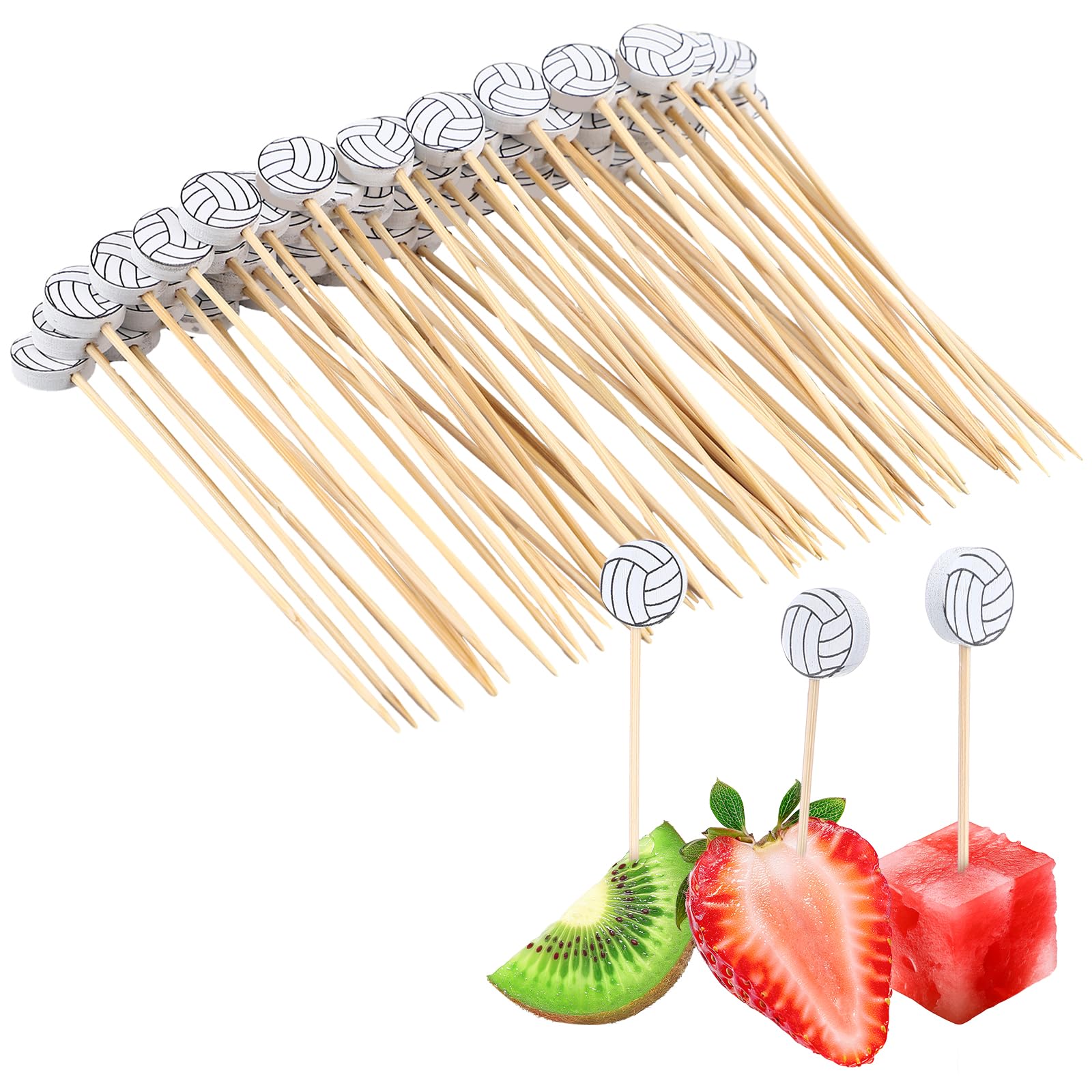 200 Pcs Volleyball Cocktail Picks 4.7" Volleyball Toothpicks Bulk