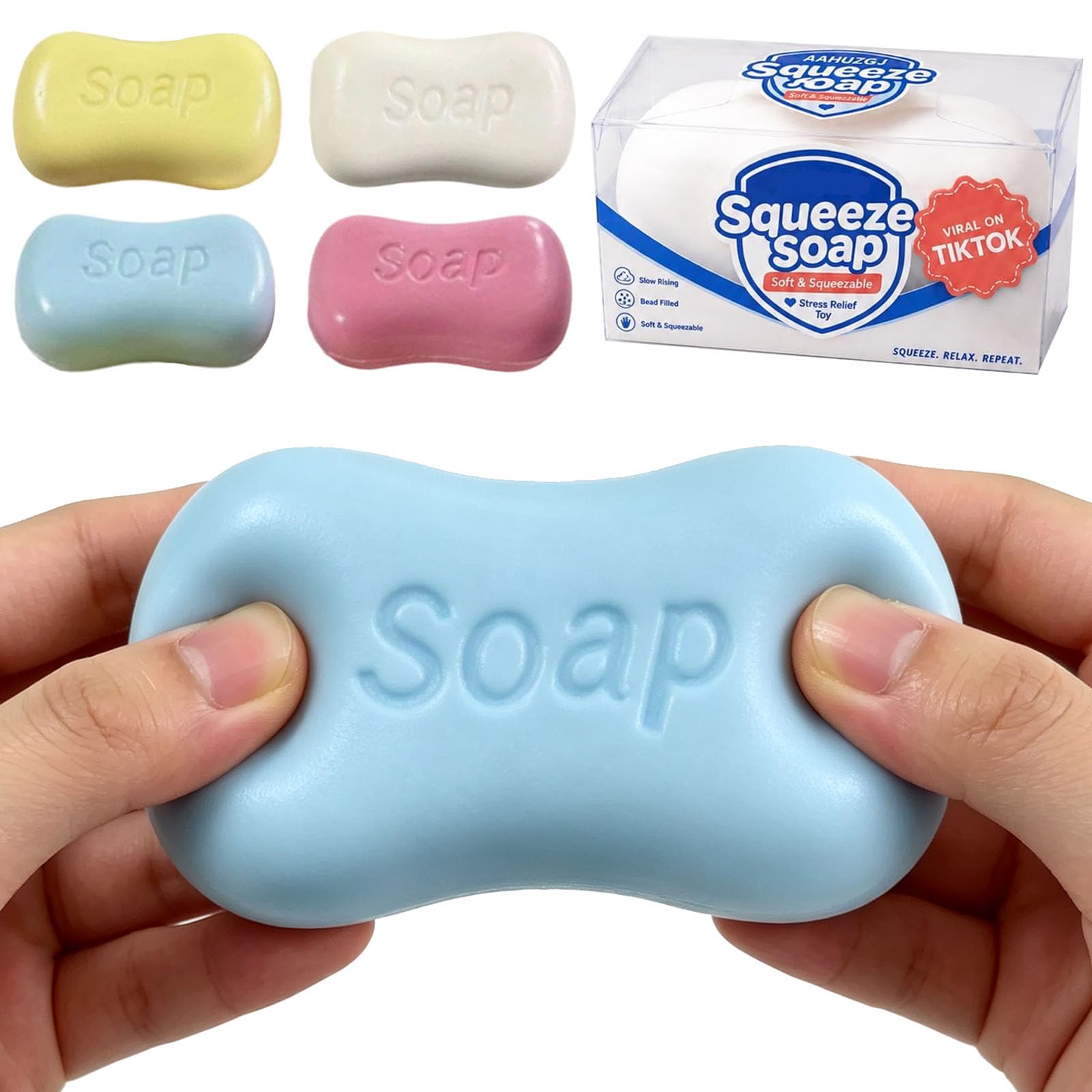 Crunchy Soap Squishy Asmr Stress Ball, Realistic Bar Soap Shape Bead-Filled Crunchy Squishy,Soaps Squeezer Stress Relief Toy,Fidget Toy for Office Desk Anxiety Relief，02#：one-size — image 1