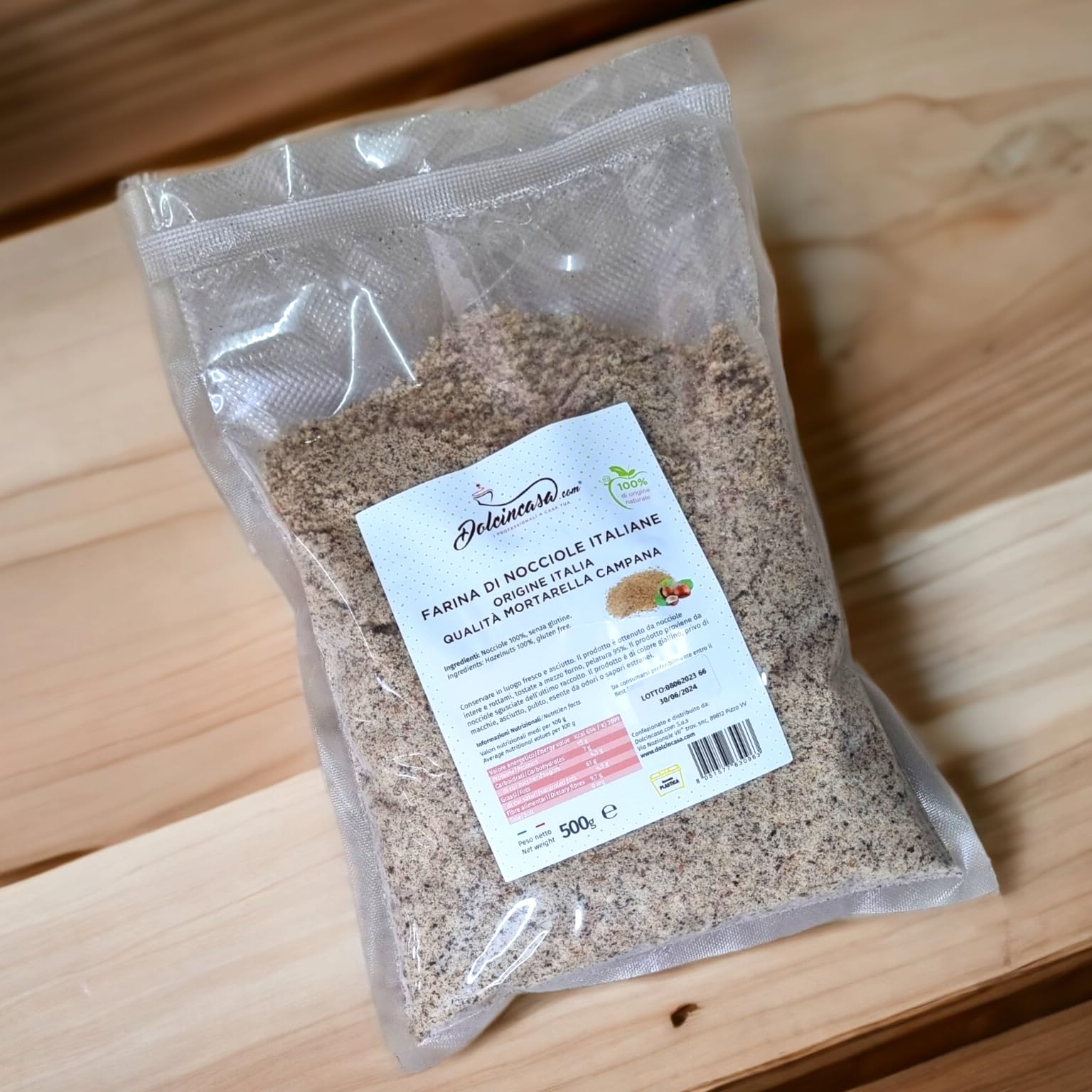Dolcincasa-Farina Di Nocciole Tostate Campane Mortarella per ricette dolci, salate e panificazione 500g