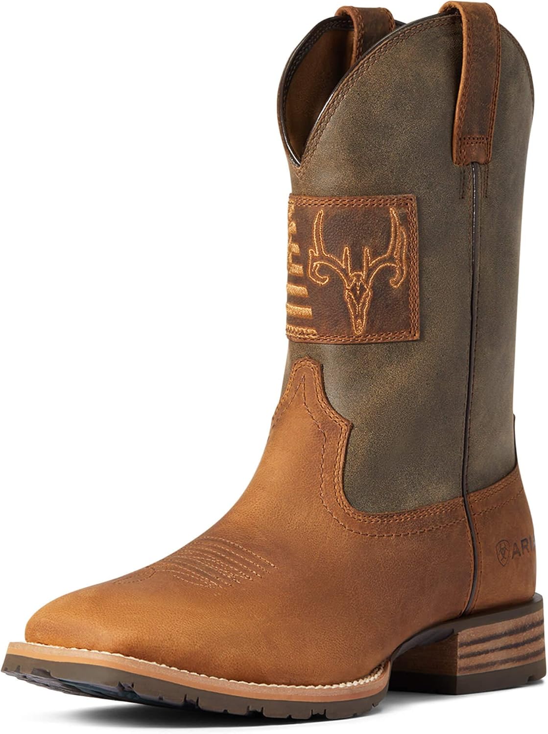 Ariat Mens Hybrid Patriot Country Western Boot Casper Brown/Cave Tan 12 Wide