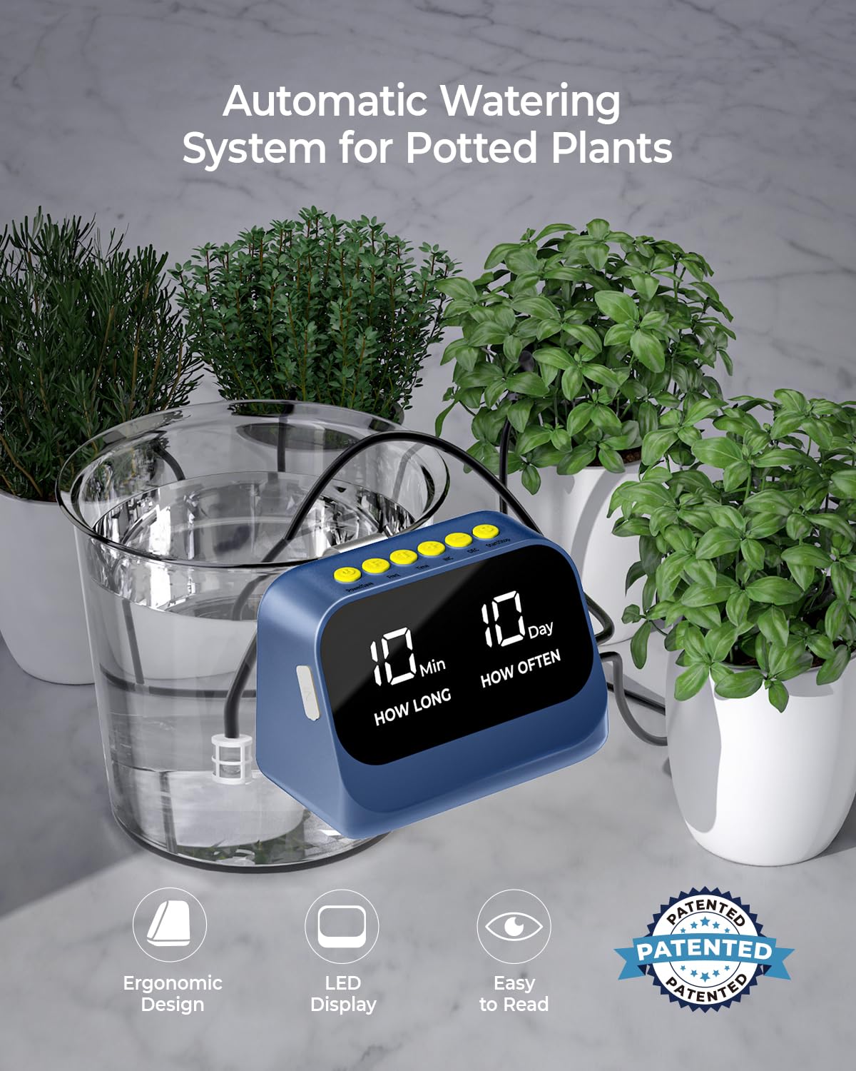 Sistema di irrigazione automatico delle piante, set automatico di irrigazione a goccia con timer programmabile e display a LED, sistema di alimentazione interna