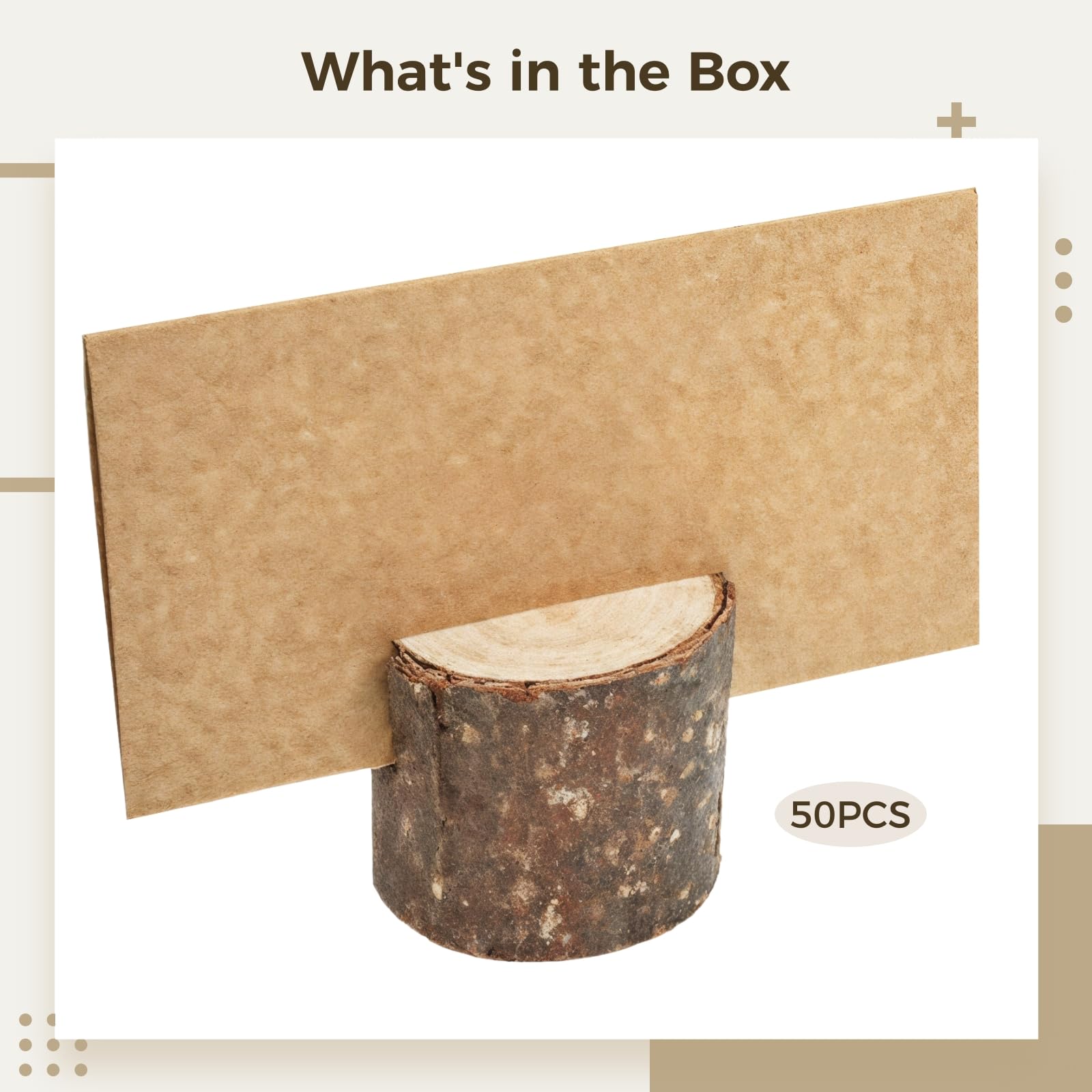 Generisch 50 Stk. Holz-Tischkartenhalter aus Naturholz, Tischkarten für die Tischgestaltung, Tischnummernhalter für Hochzeiten und Partydeko, mit Schlitz für Fotos, Namenskarten und Menüs