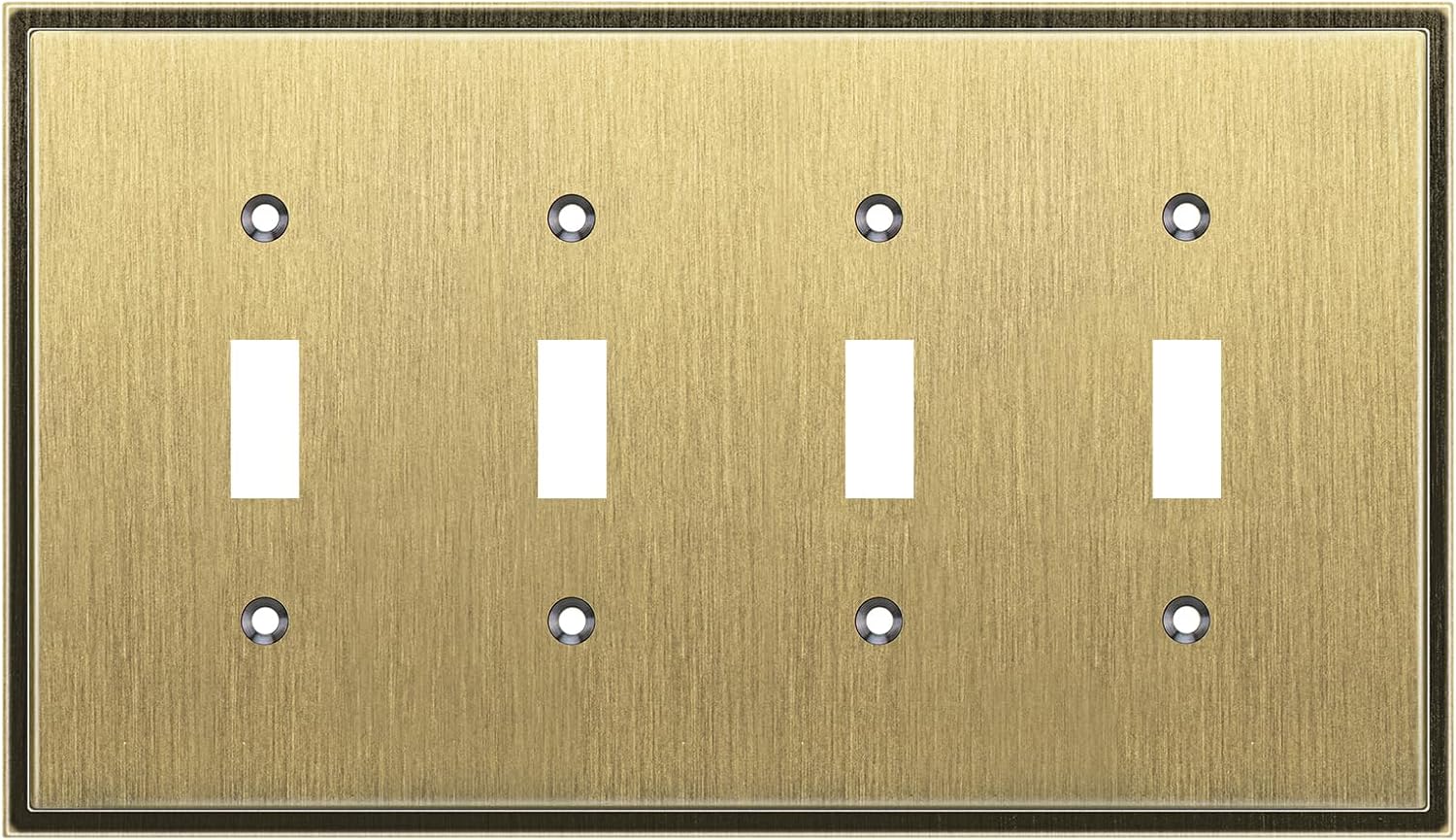 Henne Bery Soft Modern Decorative Wall Plate Switch Plate Outlet Cover (Quad Toggle, Antique Brass) Quad Toggle Antique Brass