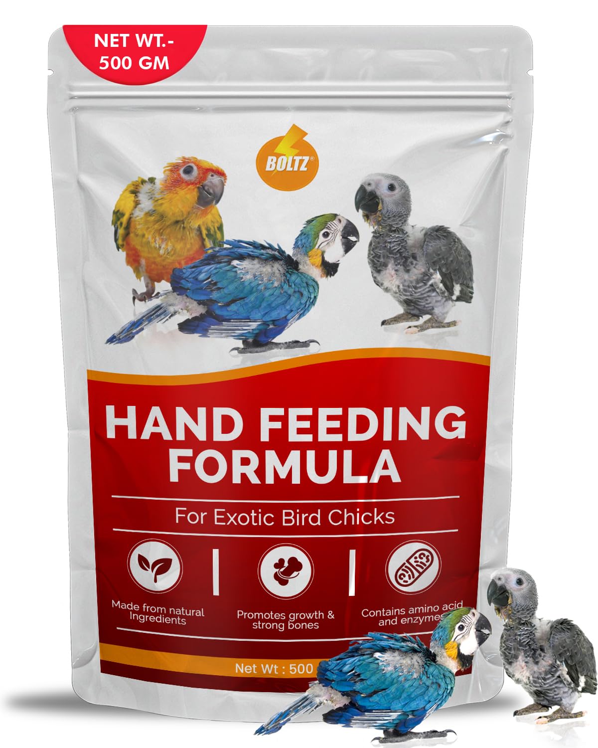 Boltz Natural Hand Feeding Formula for Baby Birds for Exotic Baby Bird Conure Finch Chicks Cockatiel Lovebird Afican Grey Parrot Sunconure, Advanced Bird Growth for All New Born Baby Birds (500 Gm) (B0B88PWPXD) Amazon Price History, Amazon Price Tracker