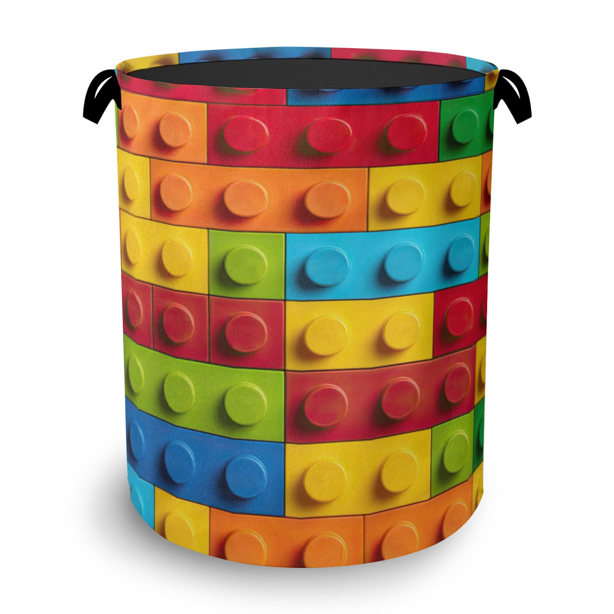 Colorful Building Blocks Laundry Hamper,Dirty Clothes Laundry Basket with Handles Waterproof Oxford Cloth Storage Basket for College Dorms Bathroom Bedroom 16" x 20.8"