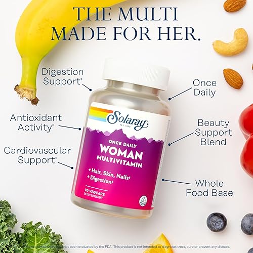 Miniatura 3 de SOLARAY Once Daily Woman Multivitamínico con hierro, energía celular, digestión, apoyo de glóbulos rojos, multivitamínico para mujeres con vitamina
