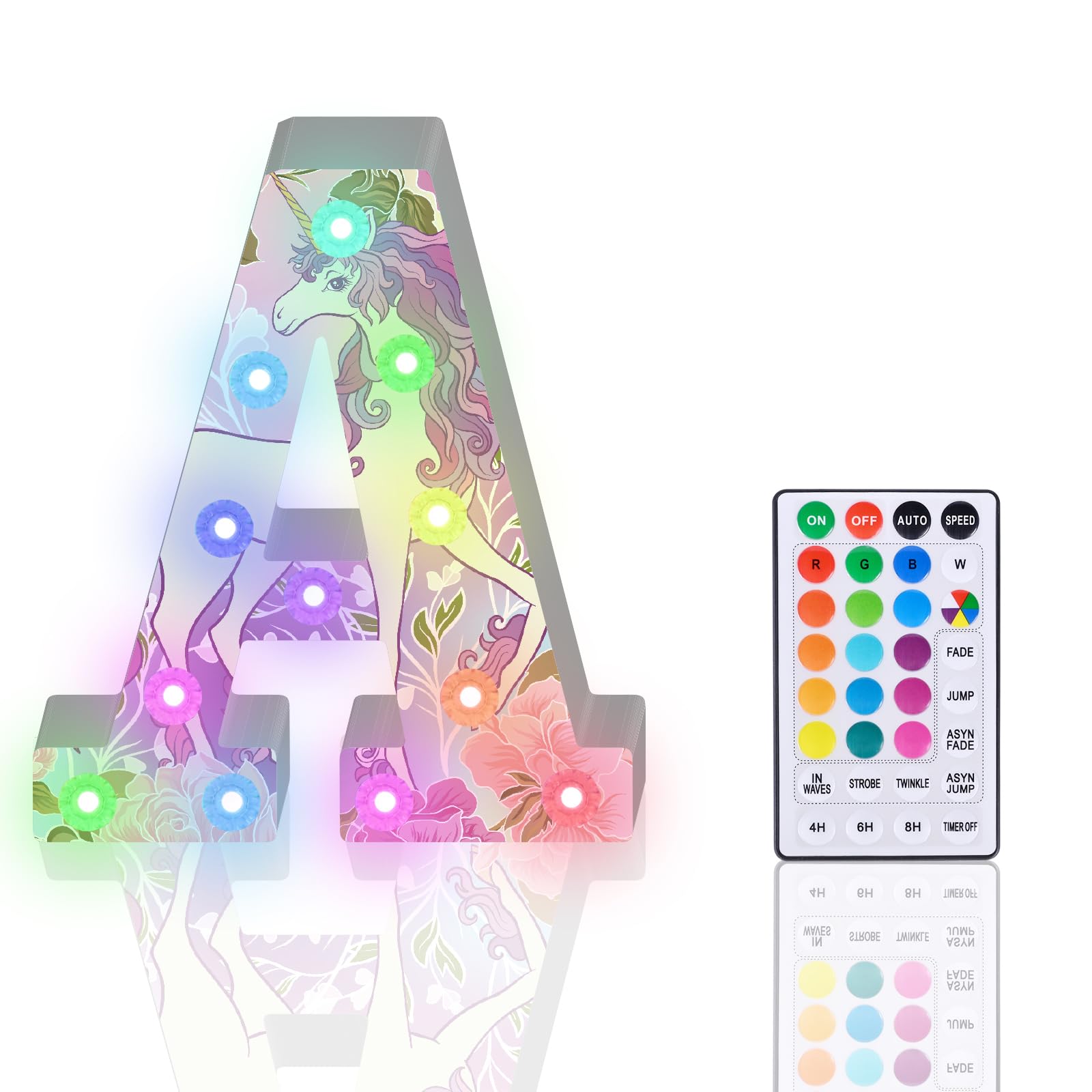 Light Up Letters, Glitter LED Letter Lights 18 Color Changing Diamond Alphabet Sign Night Light with Remote Control for Girls Gifts Birthday Bar Wedding Party Christmas Valentine Wall Table Decor - A