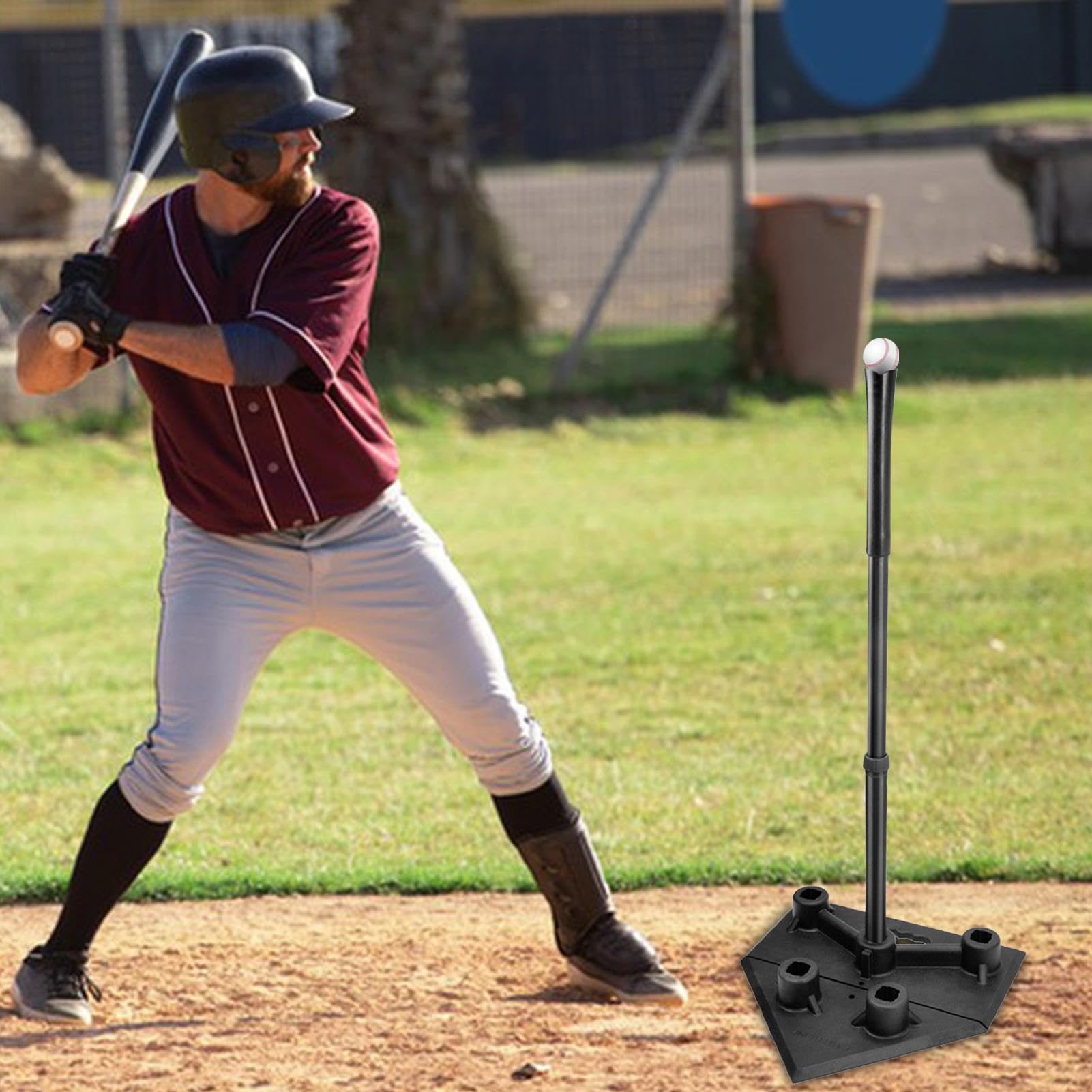 Tee Do Treningu Baseball I Softball Przenośny Do Ćwiczeń W Podróży | Regulowany Na 5 Pozycji, Akcesoria Teeball, Stabilna Podstawa, Gumowe Zakończenie Dla Dzieci I Młodzieży