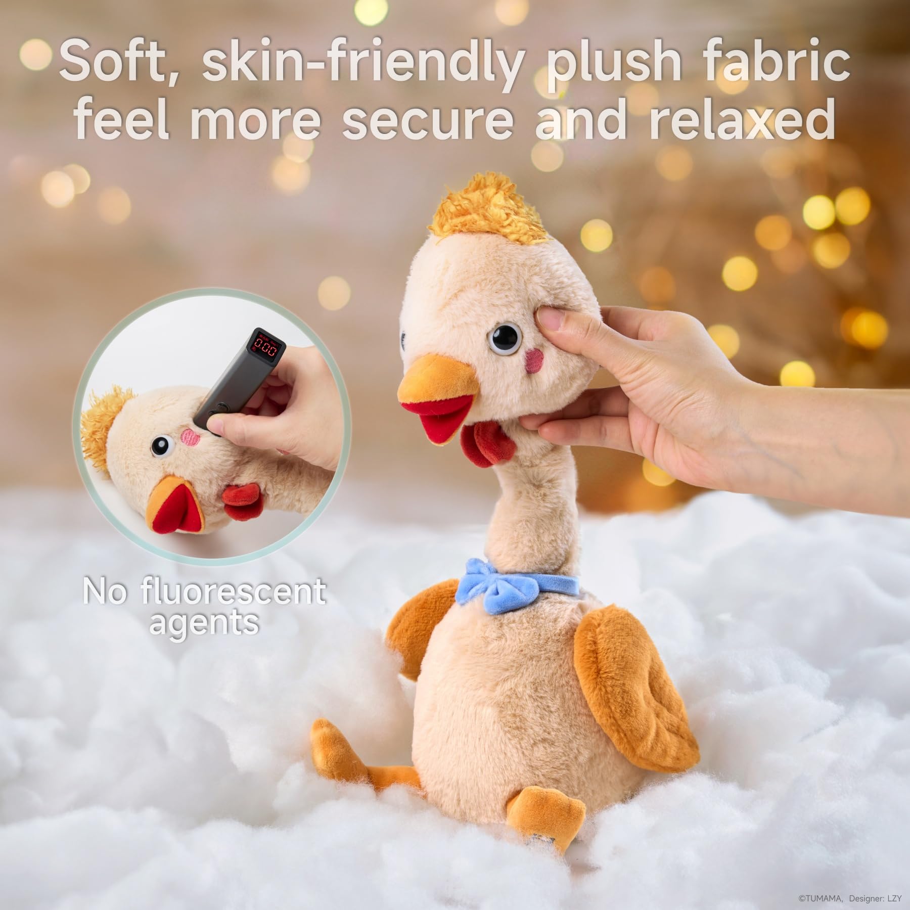 TUMAMA Pollito Que Habla Y Repite Lo Que Dices, Cuello Y Alas Móviles, Pollito De Peluche para Niños, Pollito Que Canta Y Baila, Regalo De Cumpleaños para Niños, Niñas De 3 4 5 7 Años, Amarillo Claro