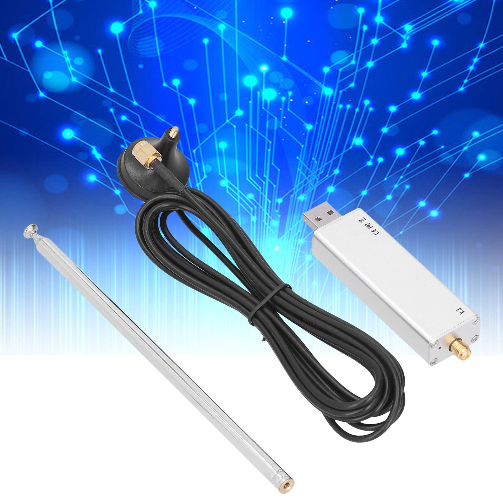 Sintonizzatore RTL‑SDR R820T2 V3 RTL2832U + Antenna Telescopica + Kit Base Antenna