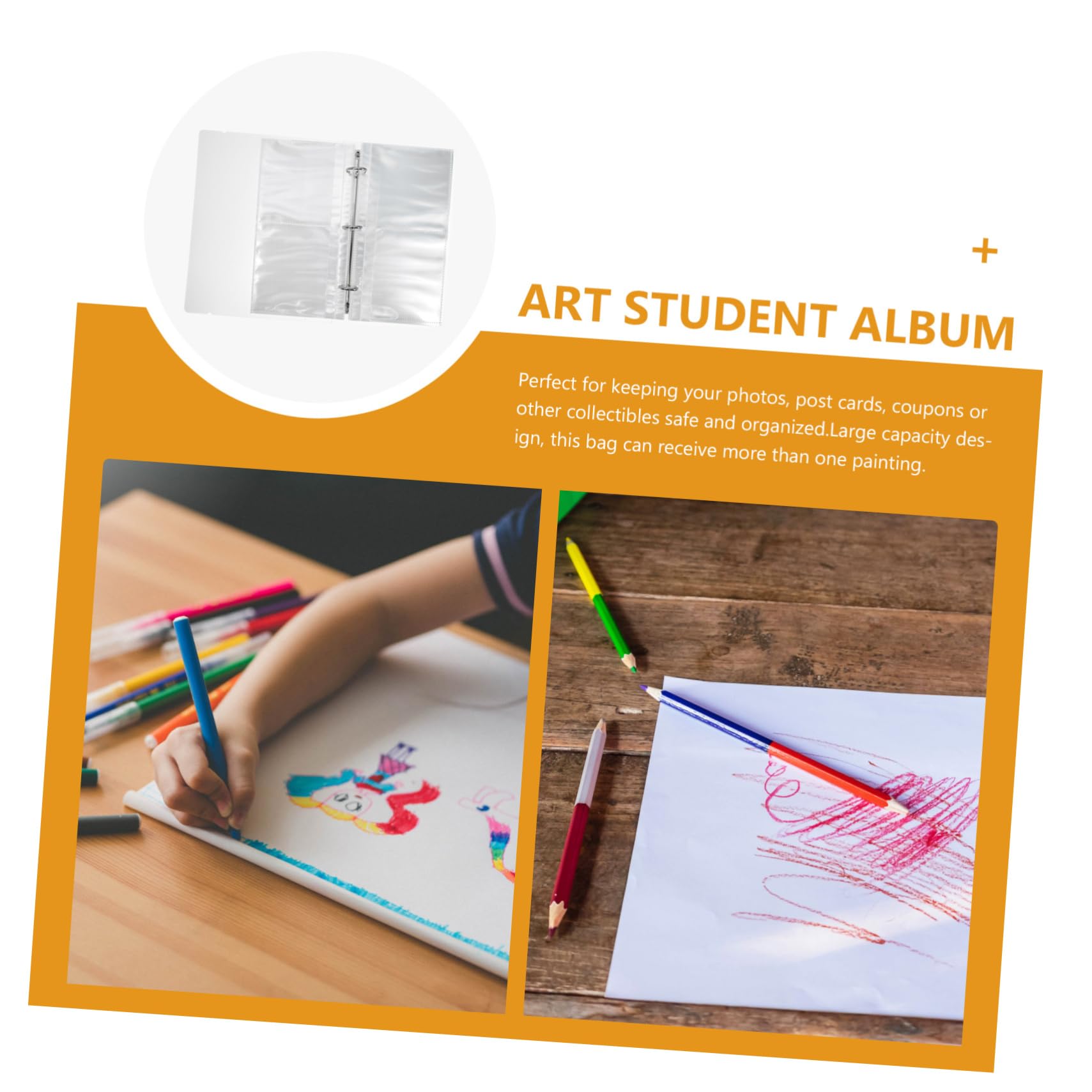 HOMOCONO Artwork Album Small Photo Album Portable Painting Portfolio Drawing Stick Storage Book Art Binder Ideal for Artists Students