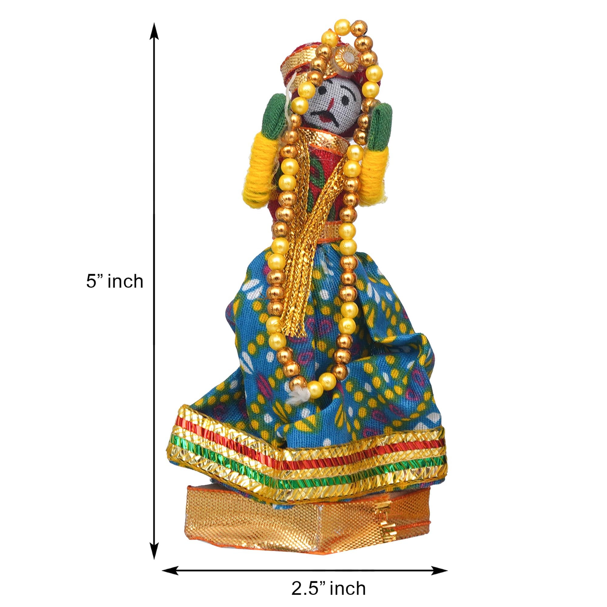 Webelkart Ręcznie robione wielokolorowe figurki dekoracyjne Rajasthani Dulha Dulhan do domu biura dekoracyjne figurki idol/prezent idol prezentacja (wielokolorowe) 12,7 cm