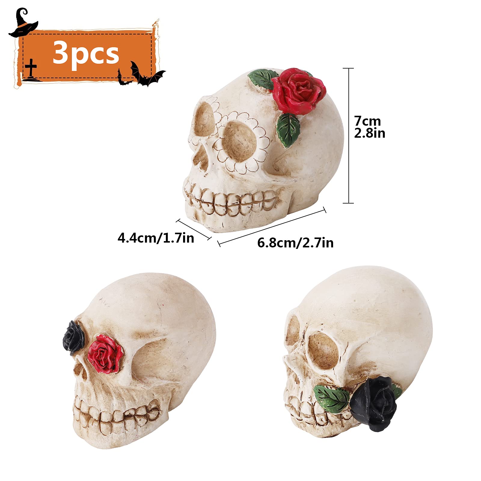 6 Pièces Halloween Tête De Mort Bougie Lumineuse, LED Bougies