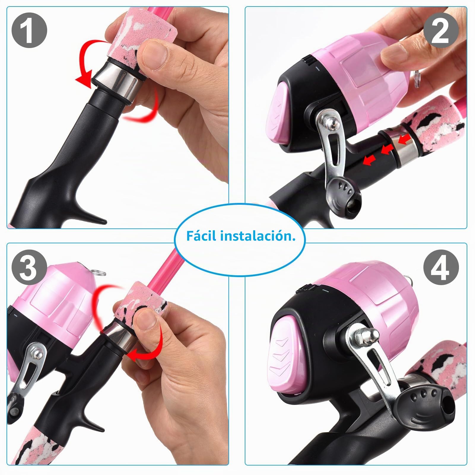 Combo de Carrete y caña de Pescar, Kit Combinado de caña de Pescar y Carrete telescópico para niños, con señuelos de Pesca, líneas de Pesca, anzuelos