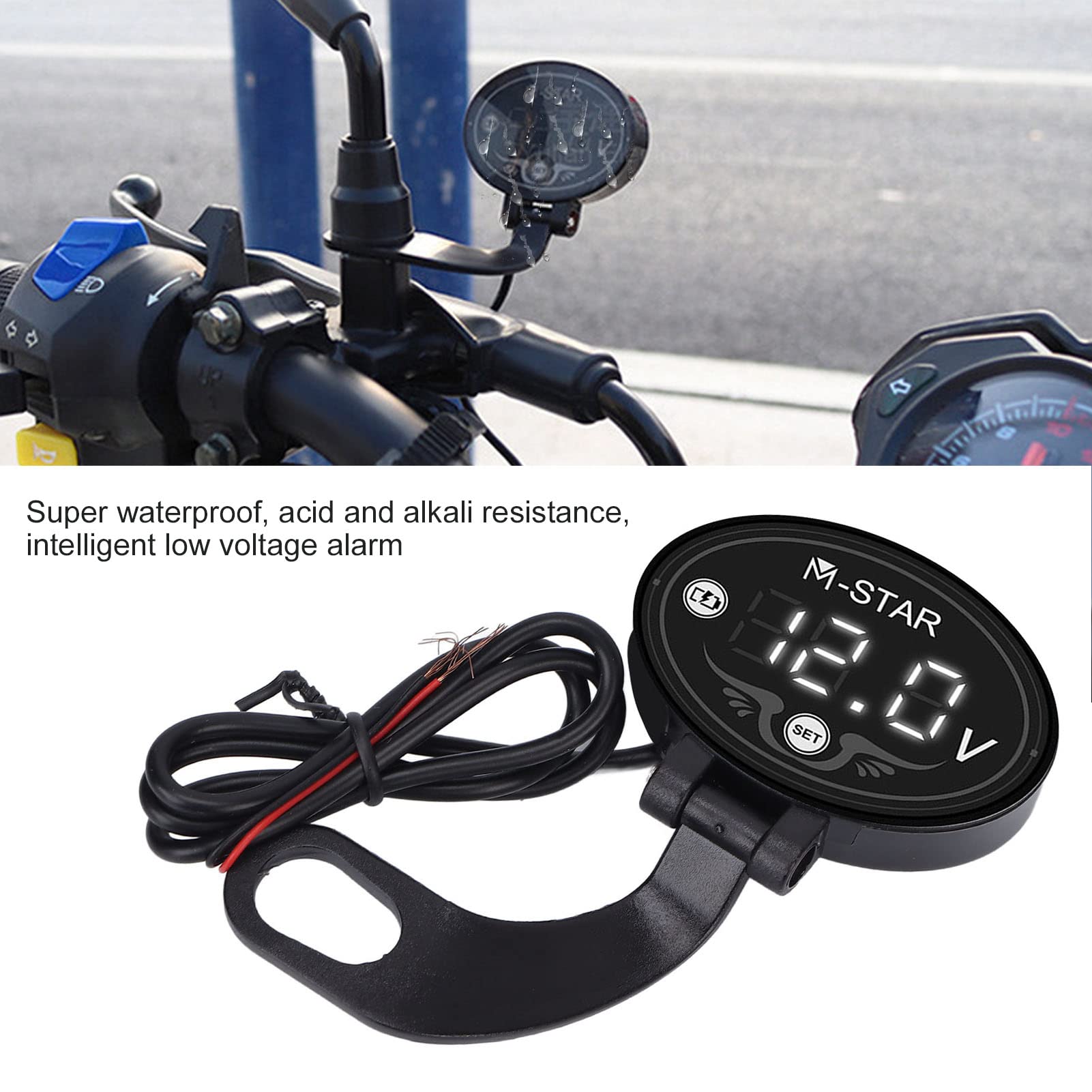 KIMISS Altri Strumenti, Moto LED Voltmetro Moto DC 12V Auto Voltmetro Digitale Manometro Batteria Monitor Moto LED Volt Gauge Moto Voltmetro Moto LE,Altri Strumenti,autom