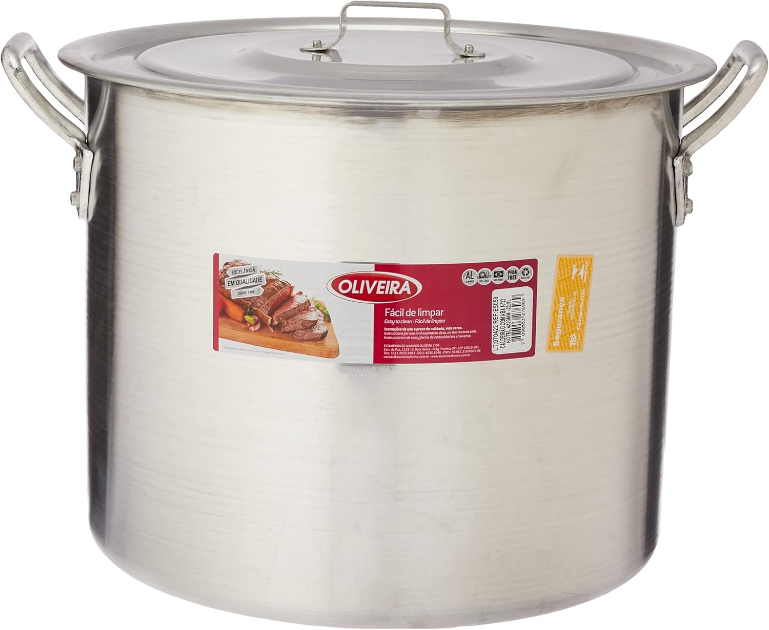 Aluminio Oliveira Caldeirão Hotel N. 32, 32 cm, Prata, com A... - imagem principal do produto