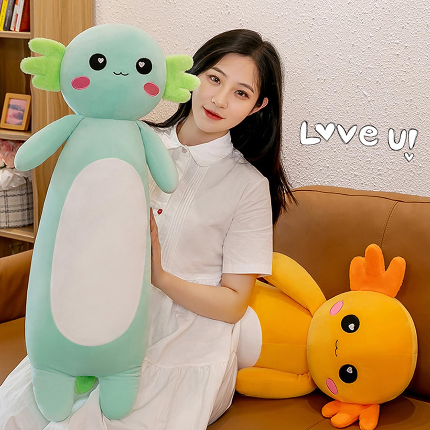 Kekeso Long Axolotl Plush Pillow,Axolotl Stuffed Animal for Girls and Boys Salamander Plush Toy Gift for Christmas (Green - Image 3