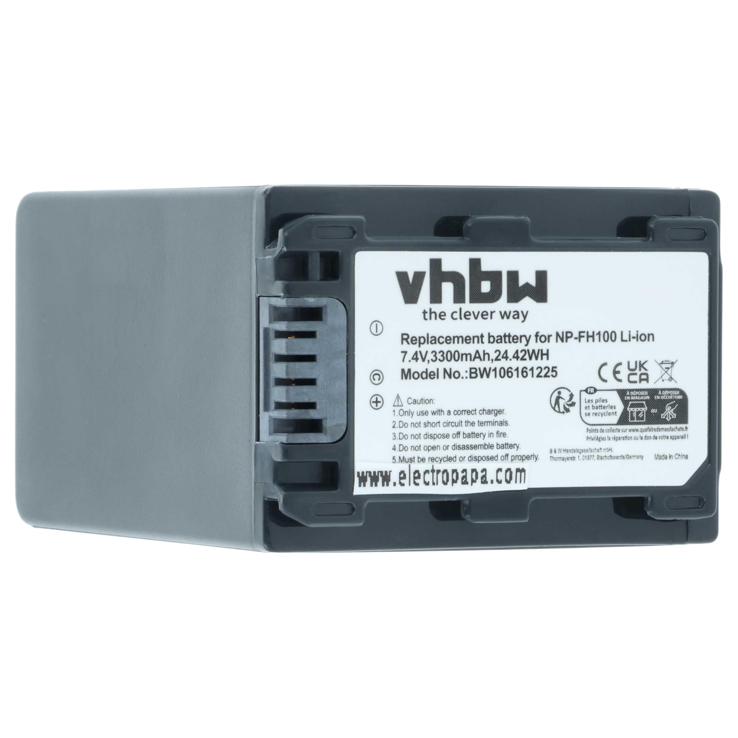 vhbw batteria compatibile con Sony DCR-SR35(E), DCR-SR32(E), DCR-SR36(E) videocamera camcorder (3300mAh, 7,4V, Li-Ion) con infochip