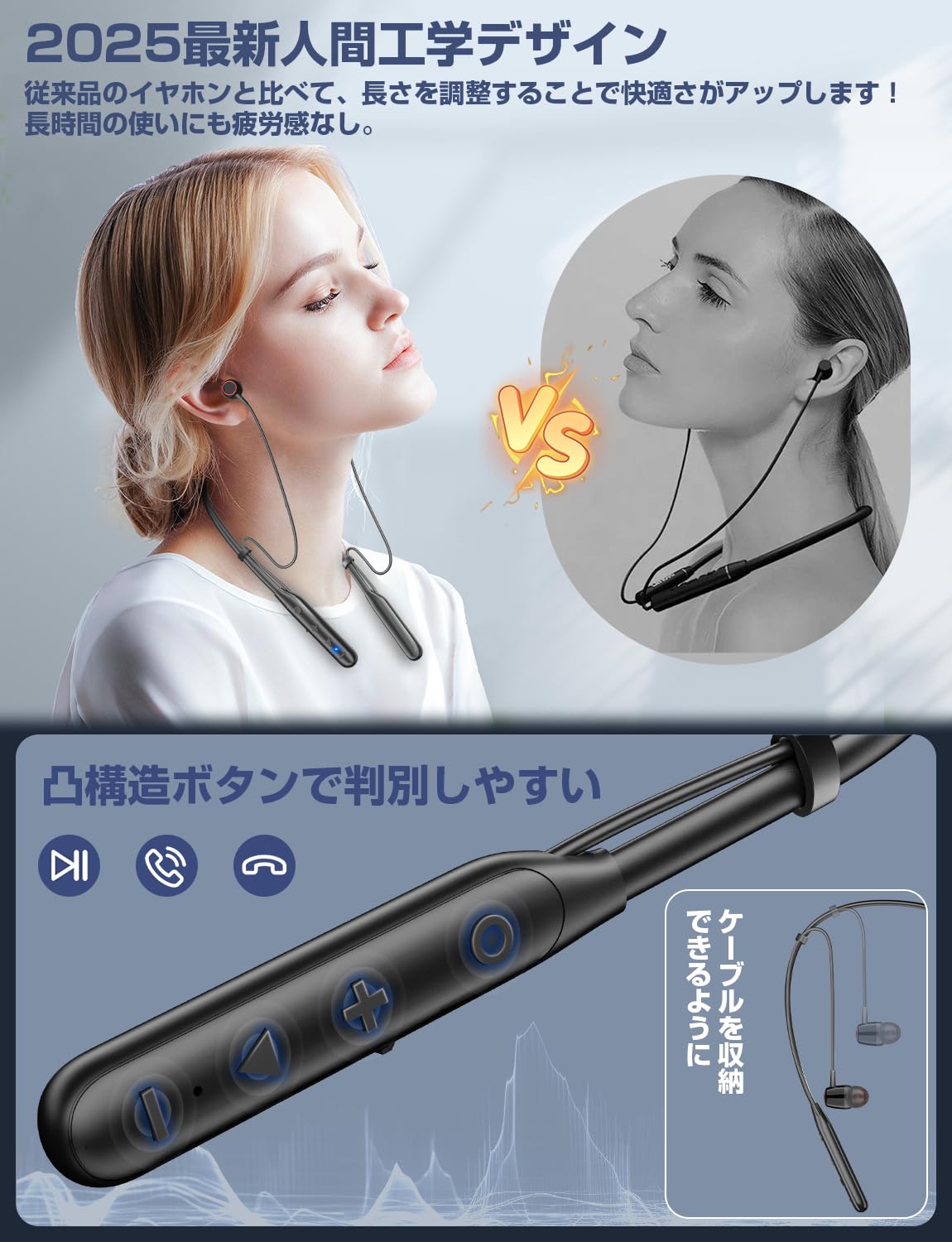 Bluetooth 2025新設計ネックバンド型・イヤホン Amazon.co.jp: Bluetooth・コード 2025新設計ネックバンド型・イヤホン イヤホン