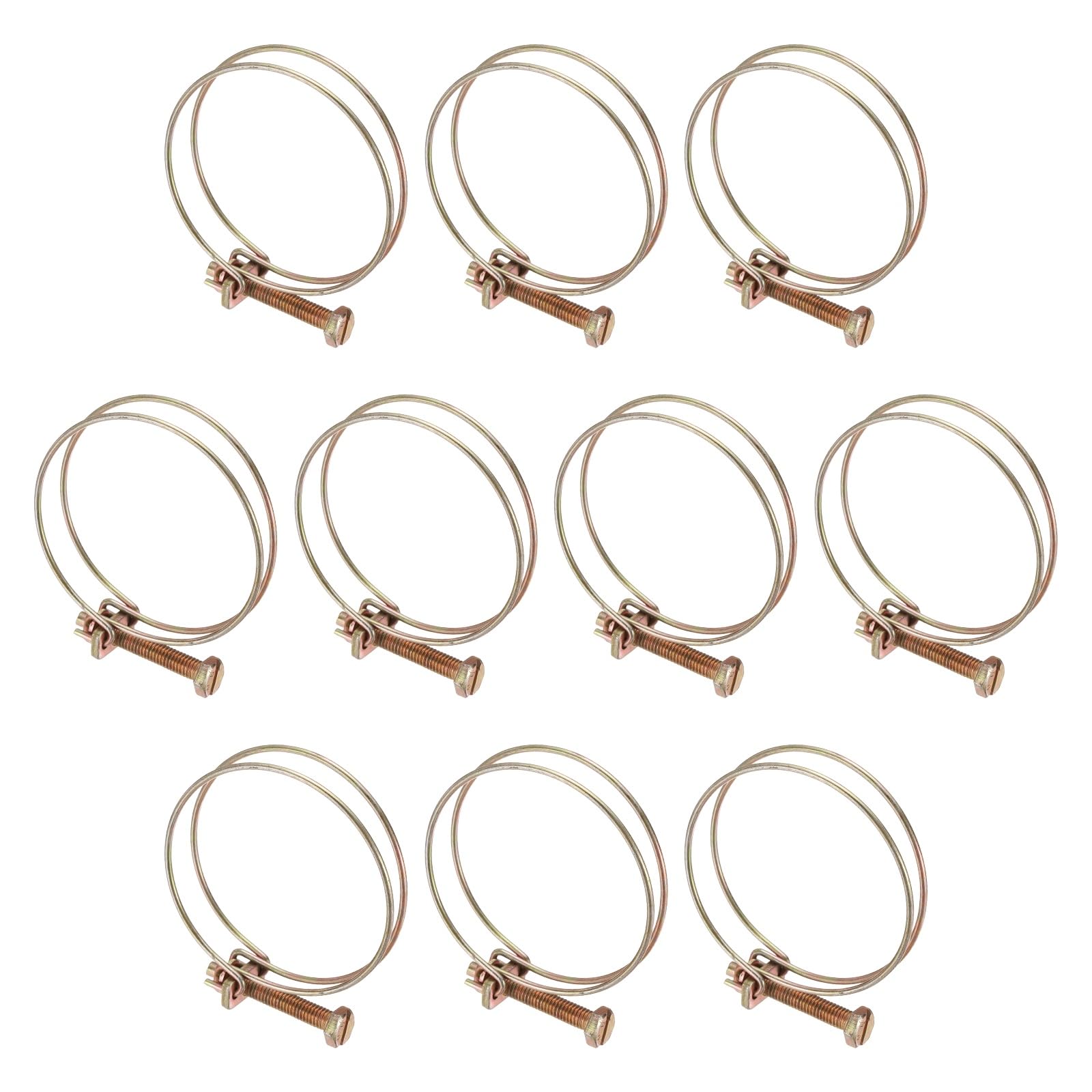 sourcing map 10pcs Adjustable Double Wire Hose Clamp 56-60mm Carbon Steel Wire Hose Clips Pipe Tube Clamps for Dust Collection Rubber PVC Pool Pump Hose