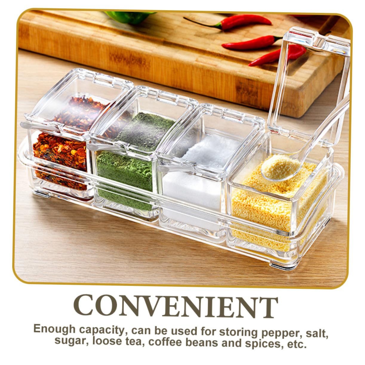 Mipcase Boîte à Épices Acrylique Récipient à Sel pour Plan de Travail Boîte à Condiments Délicate