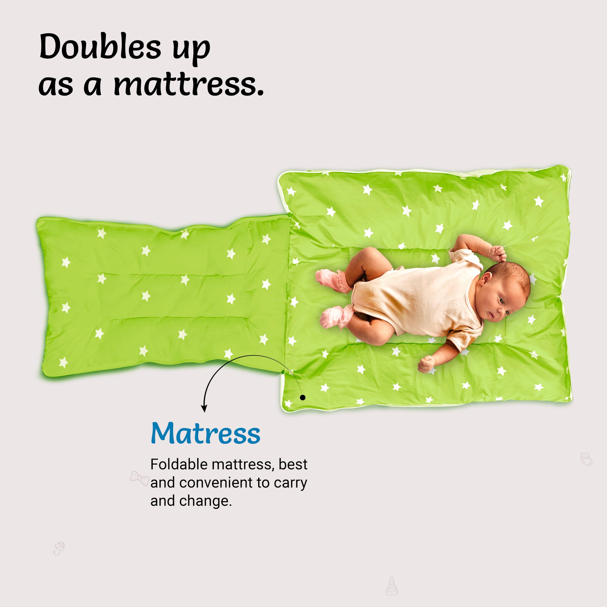 KRIDLO 3 in 1 Baby Sleeping Bag & Carry Nest for Newborn (Blue Daisy), Portable Hypoallergenic Cotton Bedding Set for 0-3 Months, Unisex Baby Bedding & Holding Set, Soft & Lightweight 4