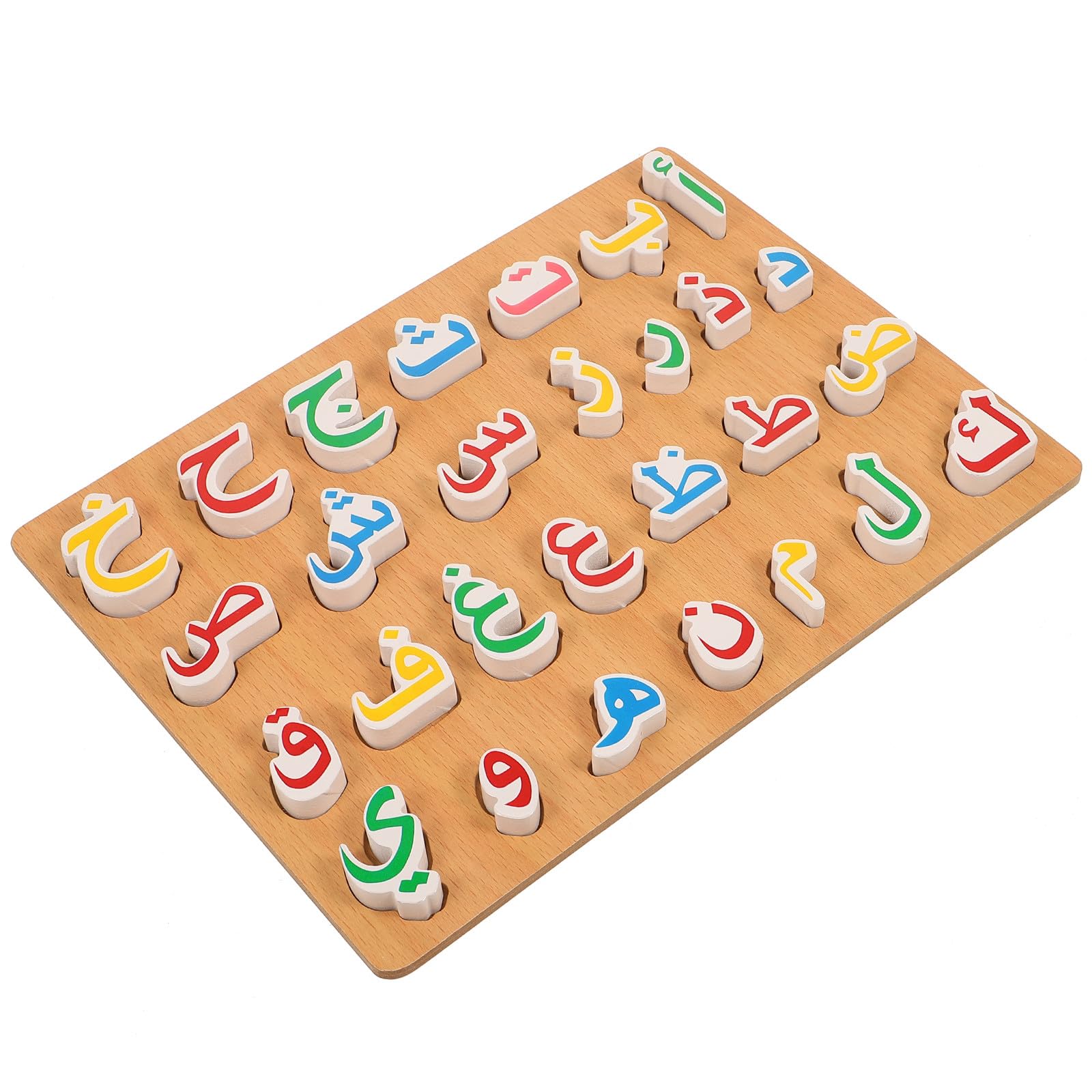 VICASKY Arabic Alphabet Puzzle Books Learn Letters Poster Flash Cards Learning Wooden Board Numbers Words Jigsaw Montessori Preschool Education Hand Grip Blocks Game