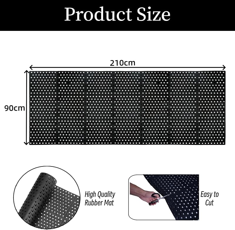 ybaymy Csúszásmentes Gumiszőnyeg 210x90cm Konyhai Drénezőanyag Fáradságcsökkentő