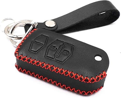 WFMJ Cuero negro para Mazda 3 5 6 RX8 CX5 CX7 CX9 MX-5 Miata 3 4 botones Smart Remote Flip Key Fob Case Cover Chain (3 botones)