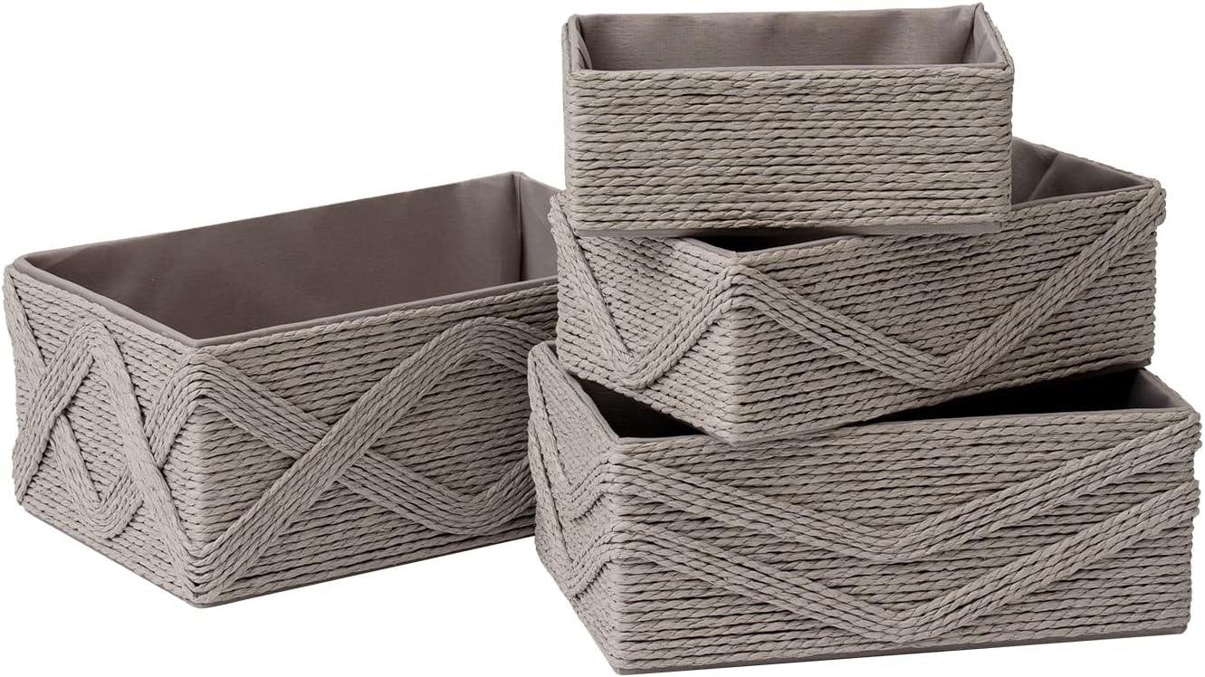 La Jolíe Muse Storage Baskets Set 4 Bathroom Woven Basket Paper
