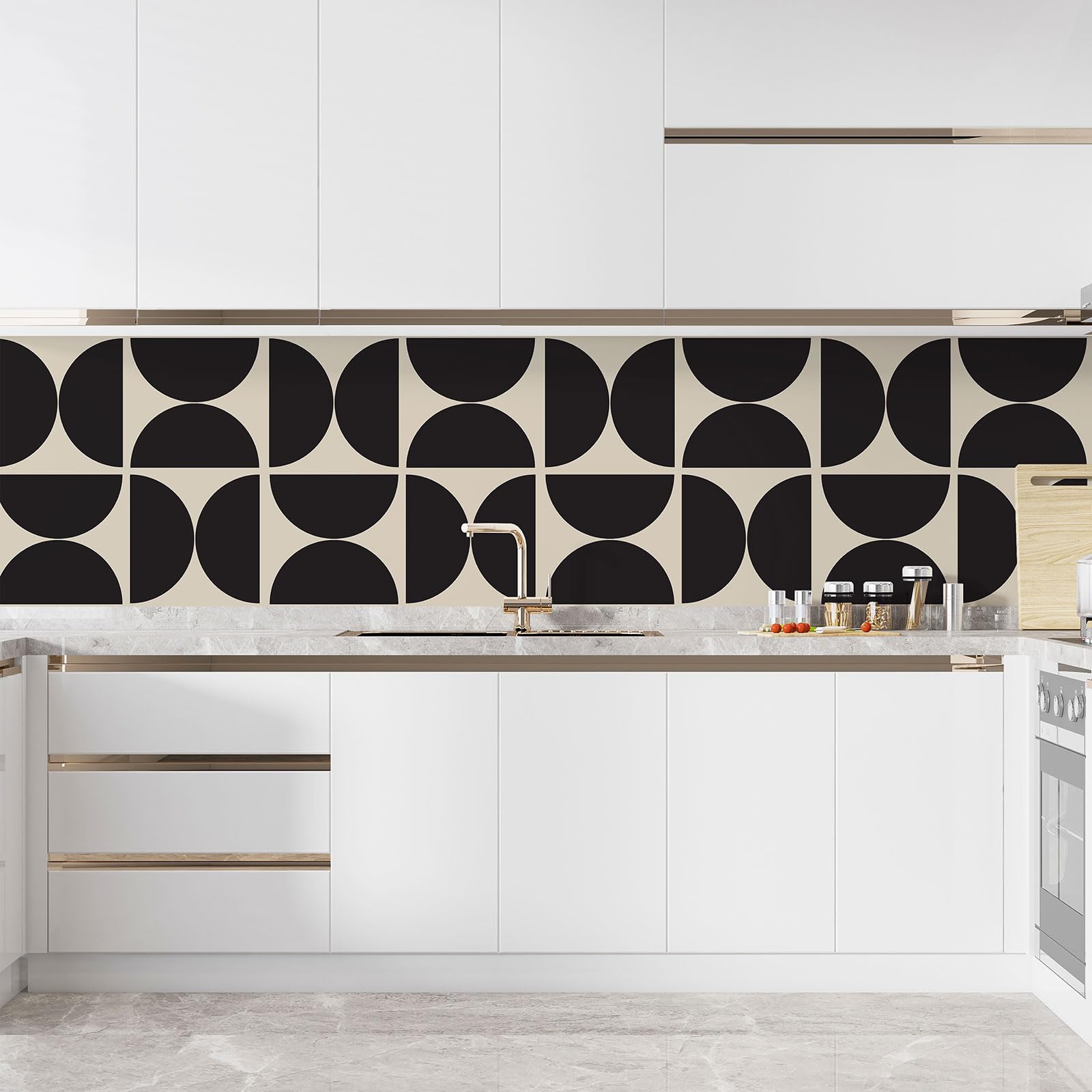 Lumalea Adesivo da cucina con motivo geometrico 3617689690926, adesivo + protezione lucida, 90 x 90 cm