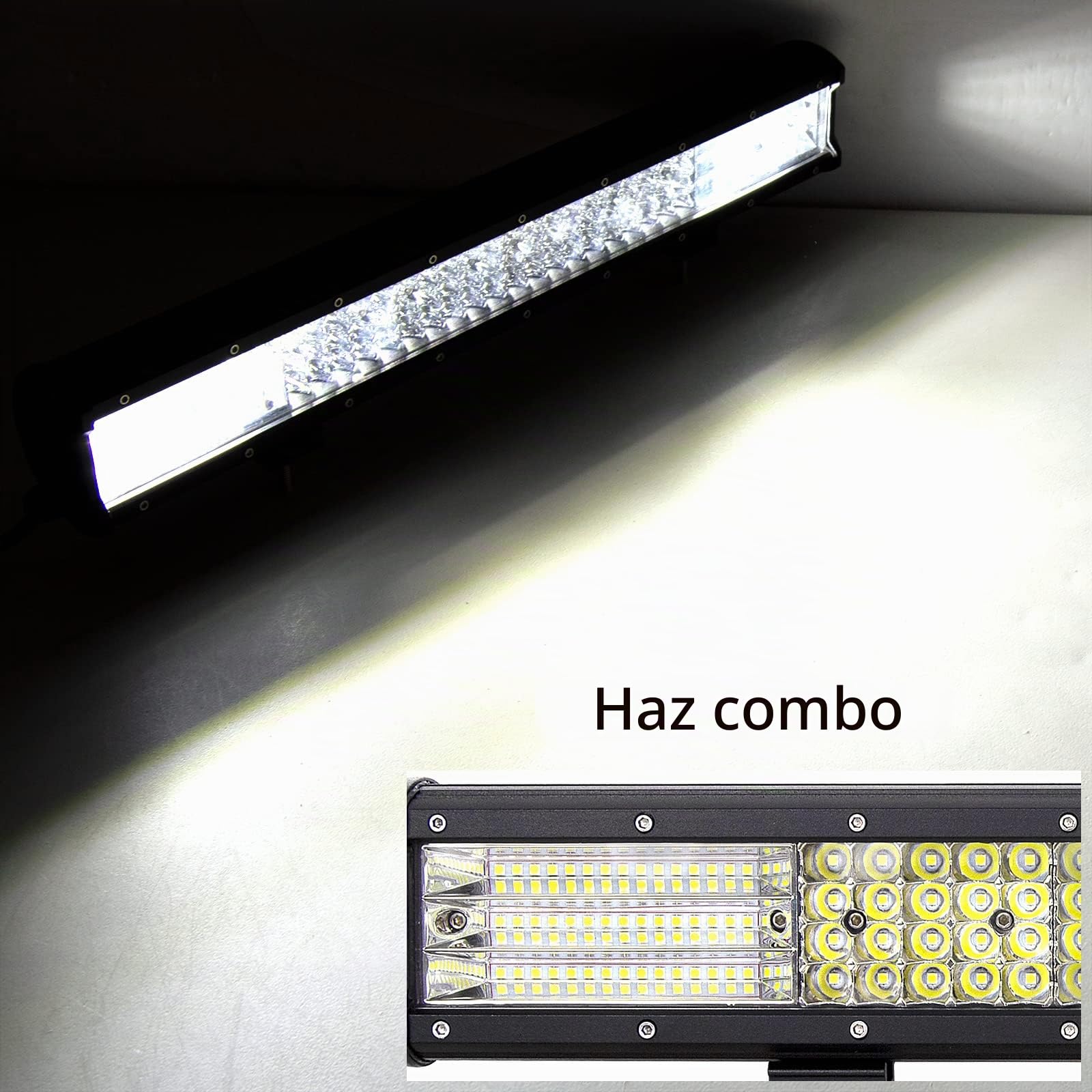 AUXTINGS Barra de Luces LED 20 Pulgadas 510W 4 Filas Foco Combinado de Inundación Todoterreno Con Arnés de Cableado Para Camión Jeep SUV ATV UTV Barco 12V 24V Impermeable