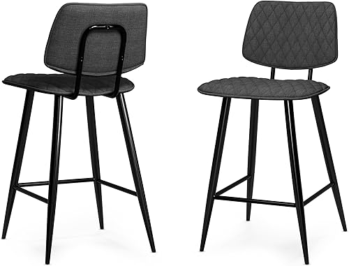 Miniatura 7 de SIMPLIHOME Laurel Taburete moderno de mediados de siglo de 25 pulgadas de altura de mostrador (juego de 2) en tela de aspecto de lino verde ácido,