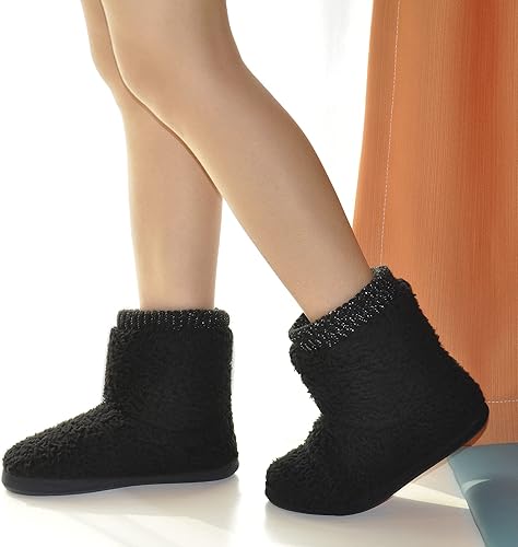 Miniatura 2 de Pantuflas cómodas y cálidas de forro polar sintético para mujer, con forro de felpa, suela antideslizante para interiores y exteriores