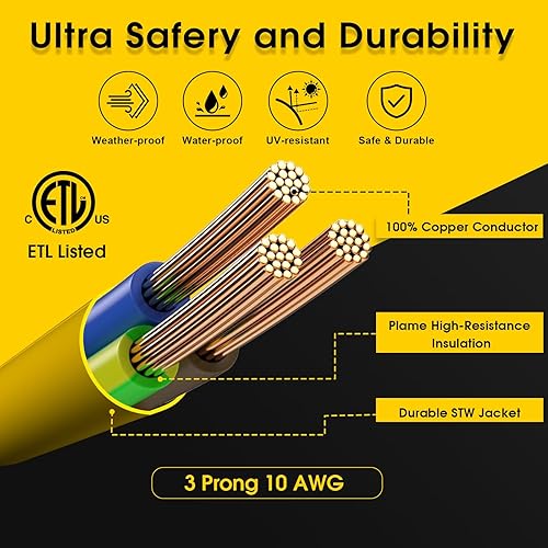 Miniatura 7 de LAZMUMI Cable adaptador de distribución RV de 30 amperios a 110V, NEMA TT-30P macho a 3X 5-15R5-20R T-Blade enchufe doméstico hembra con indicador