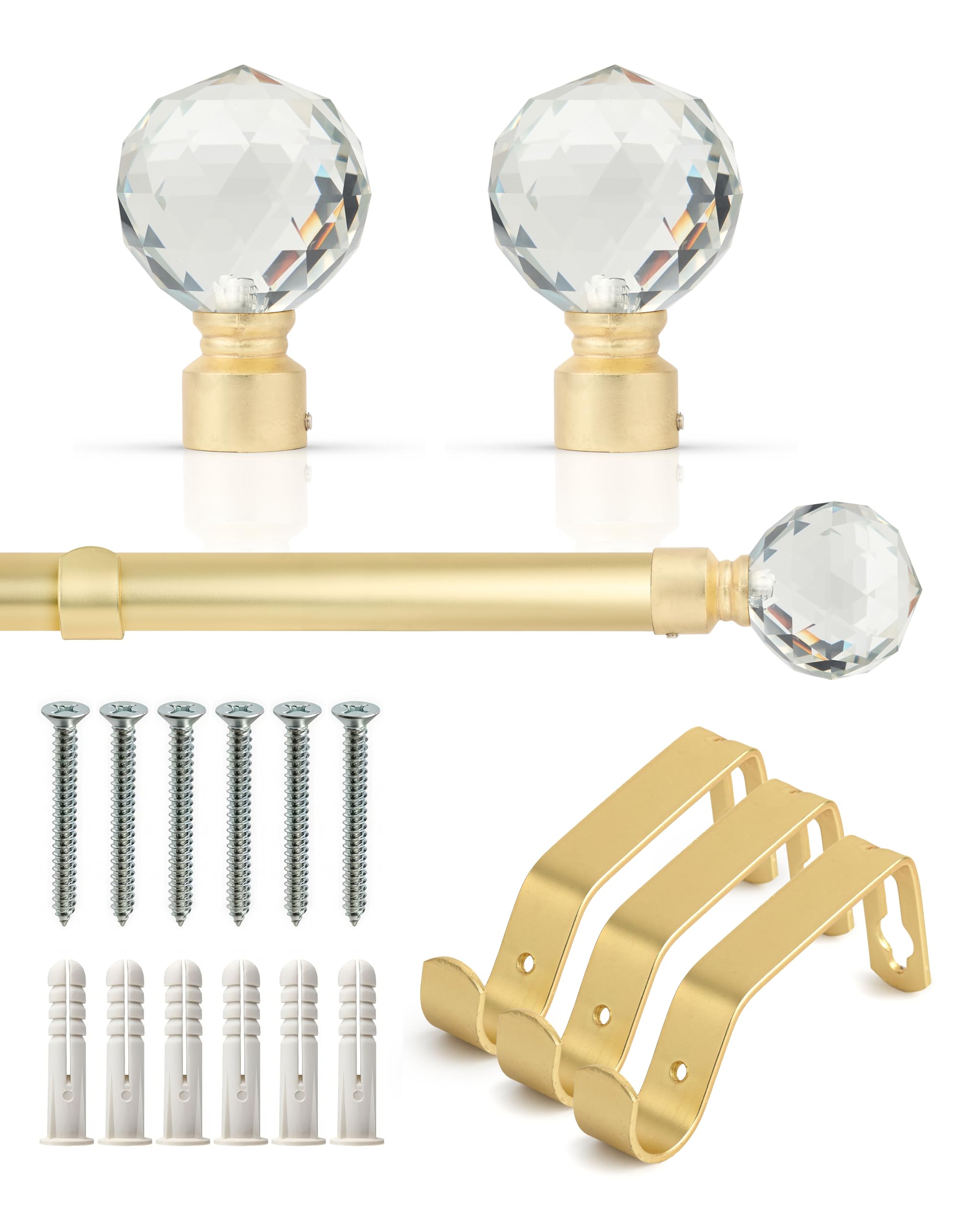 Emma Barclay Curtain Pole Extendable Crystal Gold 160-300Cm