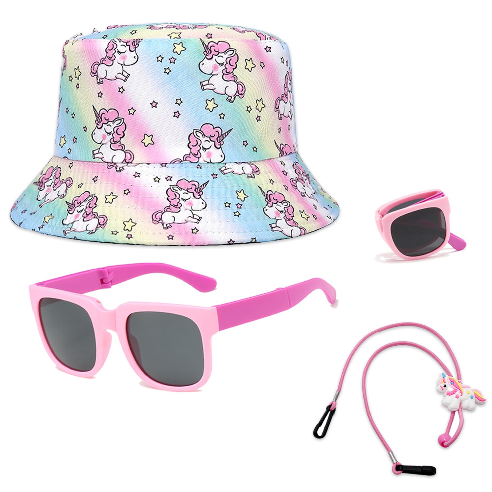 DKDDSSS Conjunto de Gafas de Sol y Gorra para Niñas, Gafas de Sol Infantiles, Gafas con Protección UV, Gafas de Sol Bebe, para Niñas de 2 a 7 Años de Edad