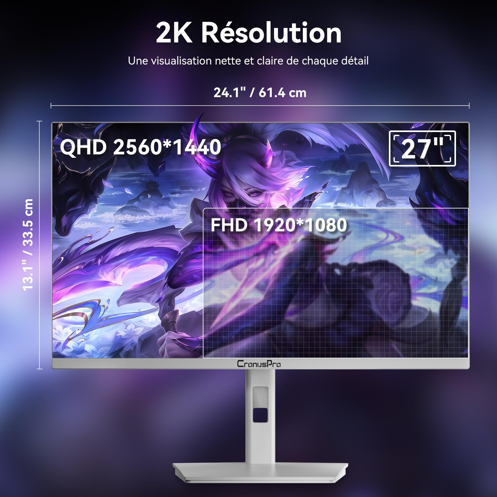 Bianco Display PC Gamer da 27 pollici, 320 Hz, Fast IPS 1 ms MPRT, 2K QHD (2560 x 1440), AMD FreeSync, Regolabile in Altezza, Girevole, HDMI 2.1/DP1.4, VESA 100 x 100 mm